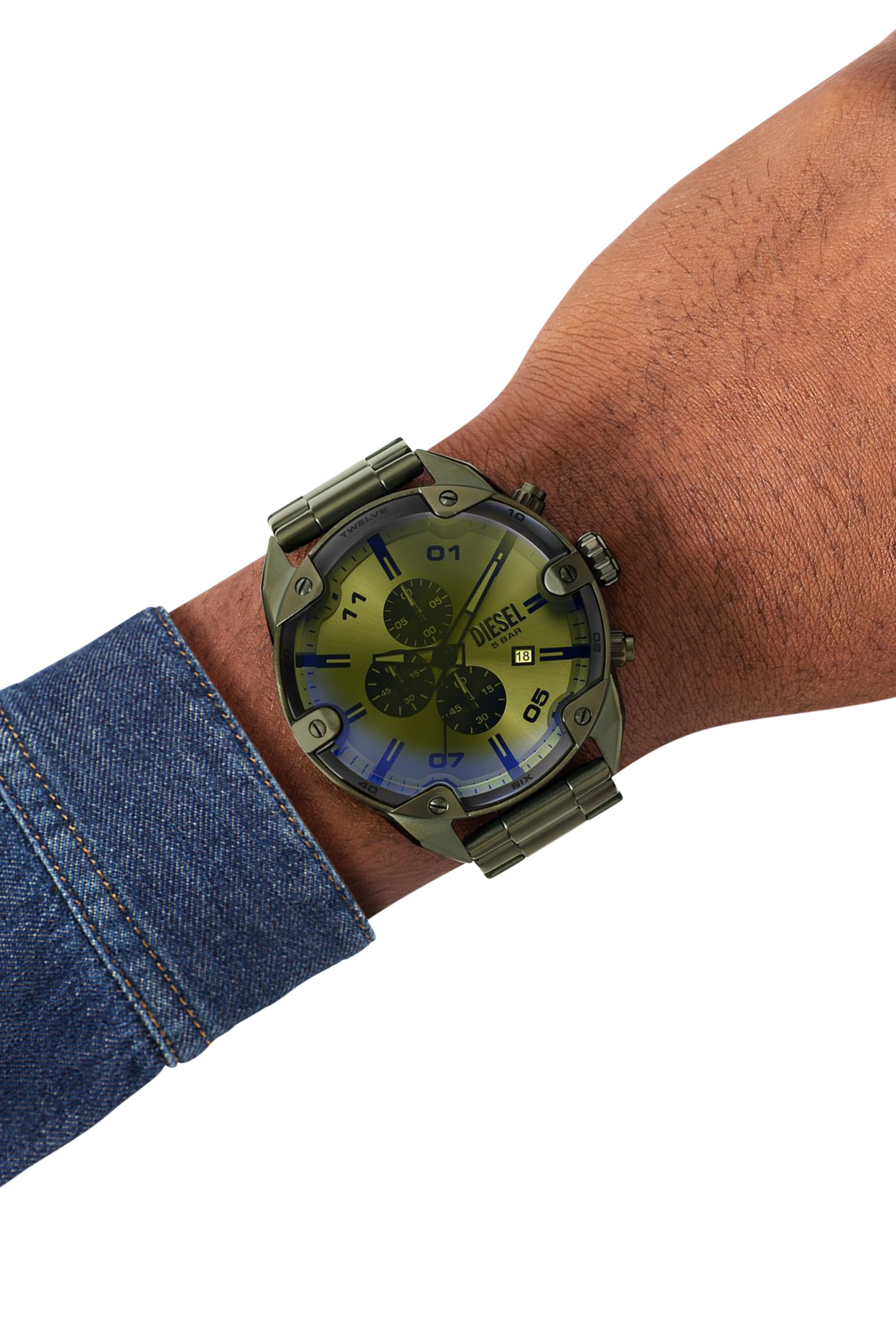 Green Spiked Green Stainless Steel Watch