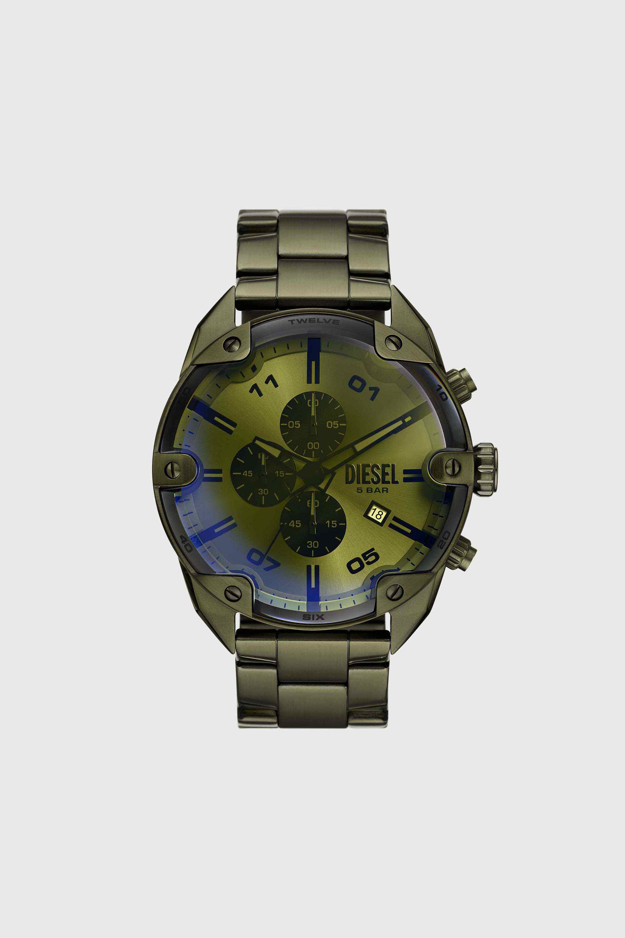 Spiked Green Stainless Steel Watch