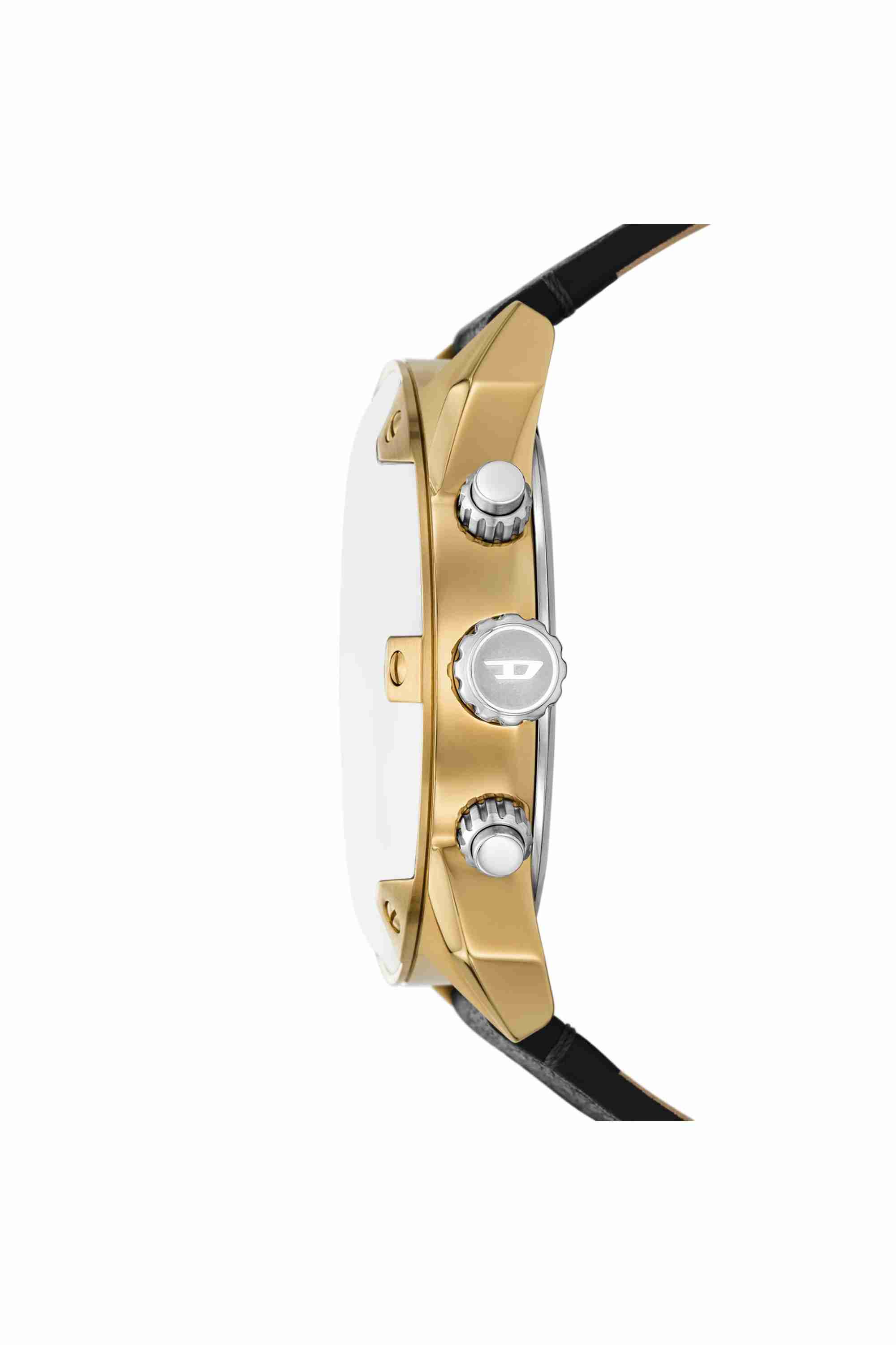 Black Spiked Chronograph Black Leather Watch