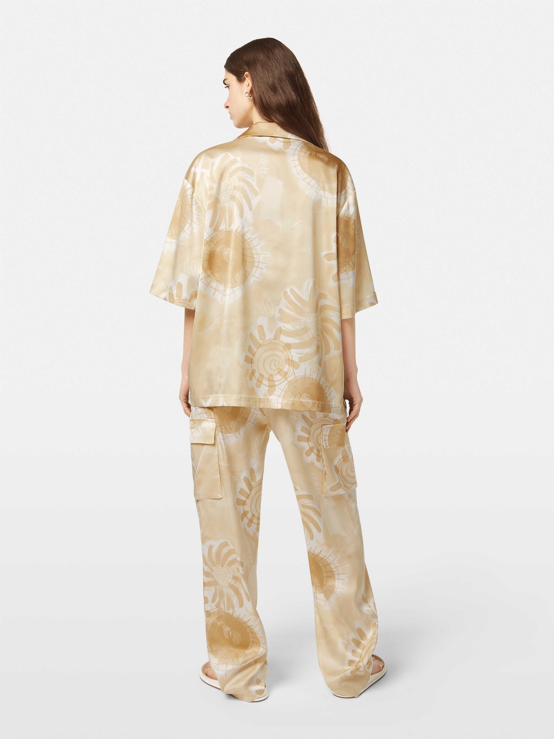 Satin printed short sleeve shirt