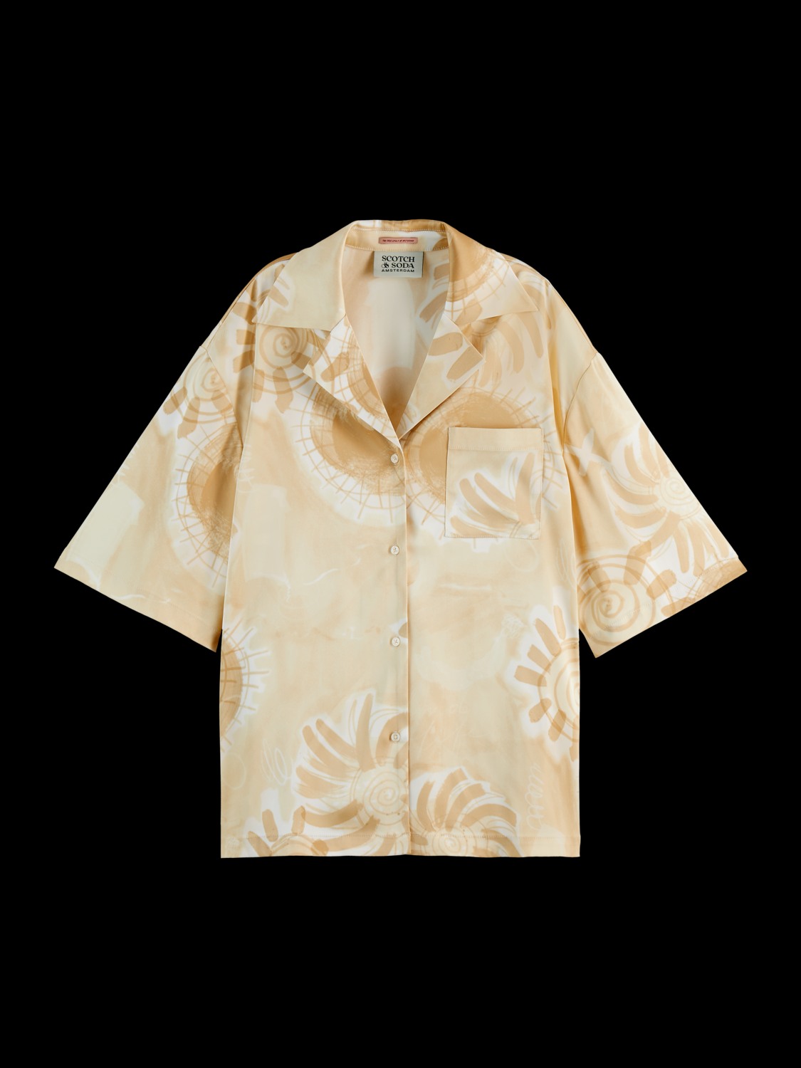 Satin printed short sleeve shirt