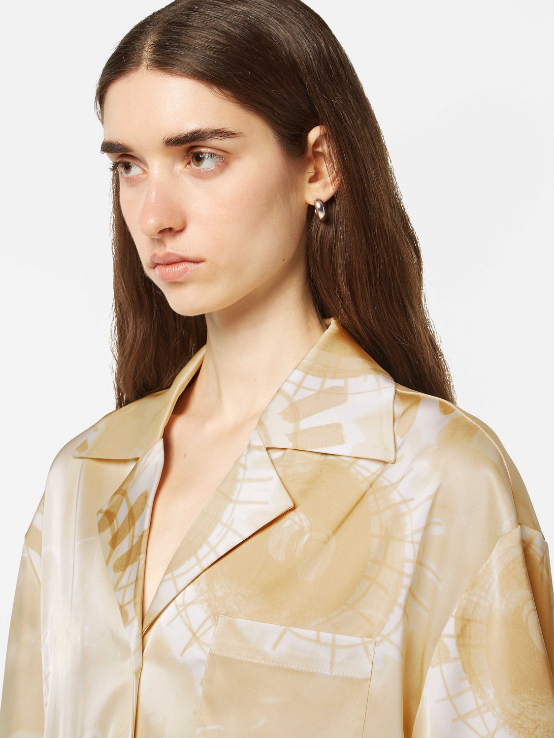 Satin printed short sleeve shirt