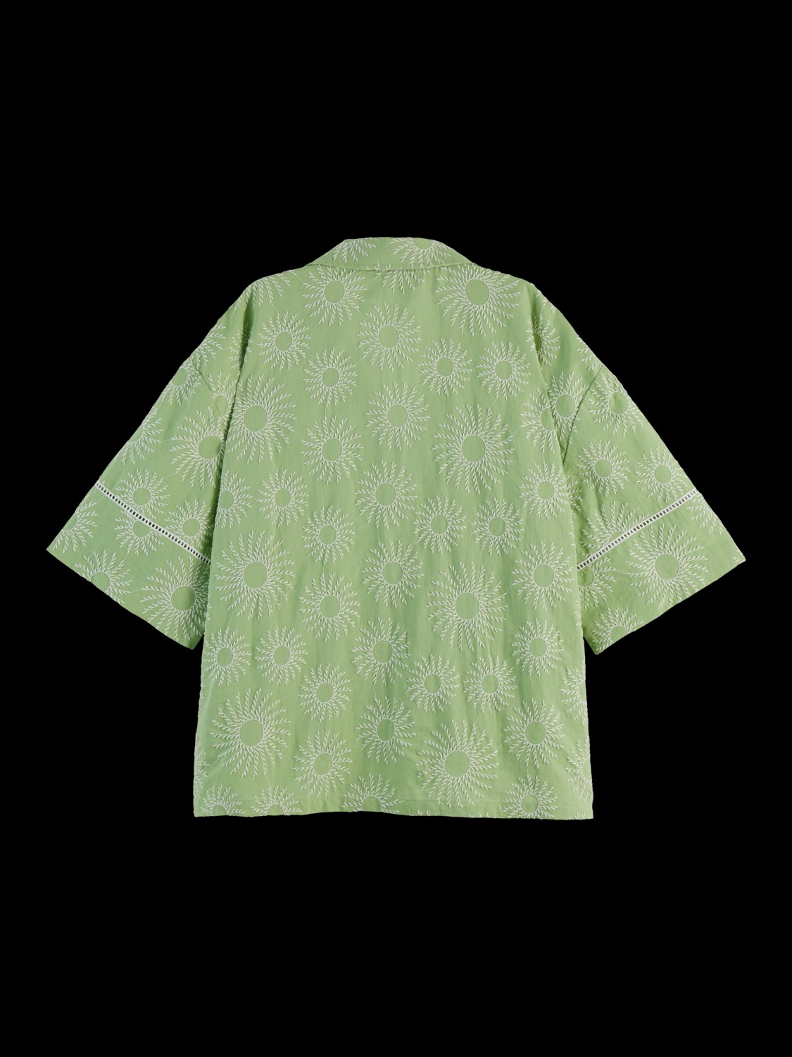 Cotton linen embroidered short sleeve shirt