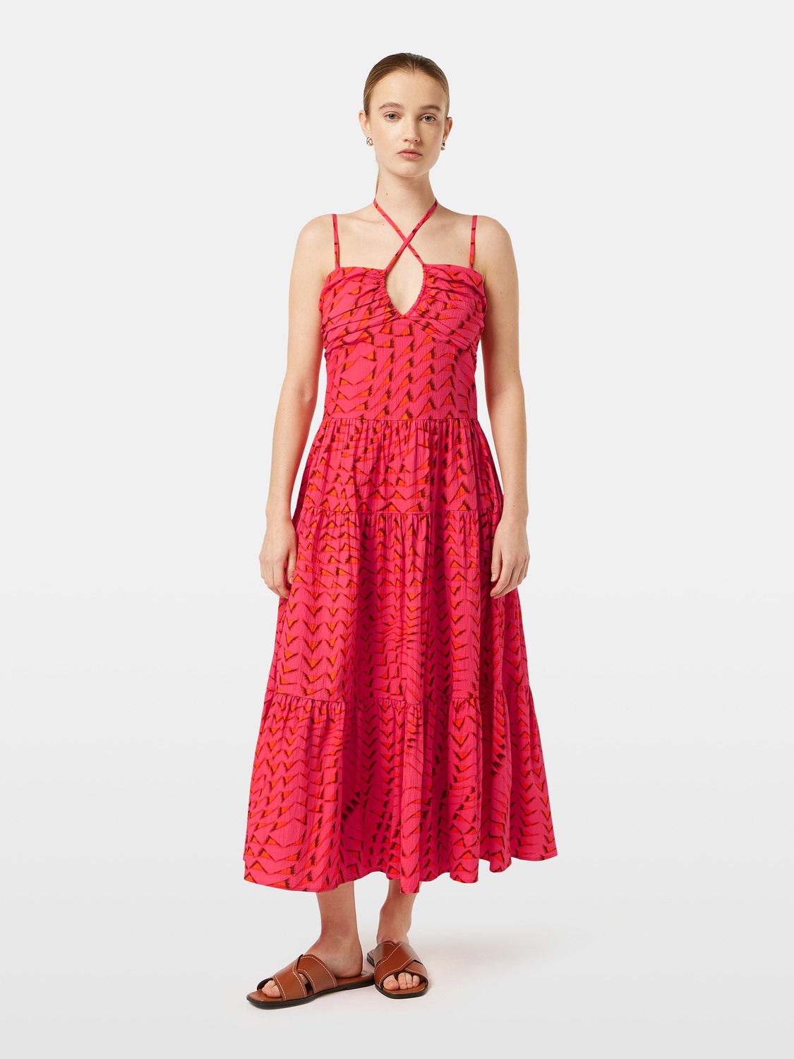 Cotton seersucker midi dress