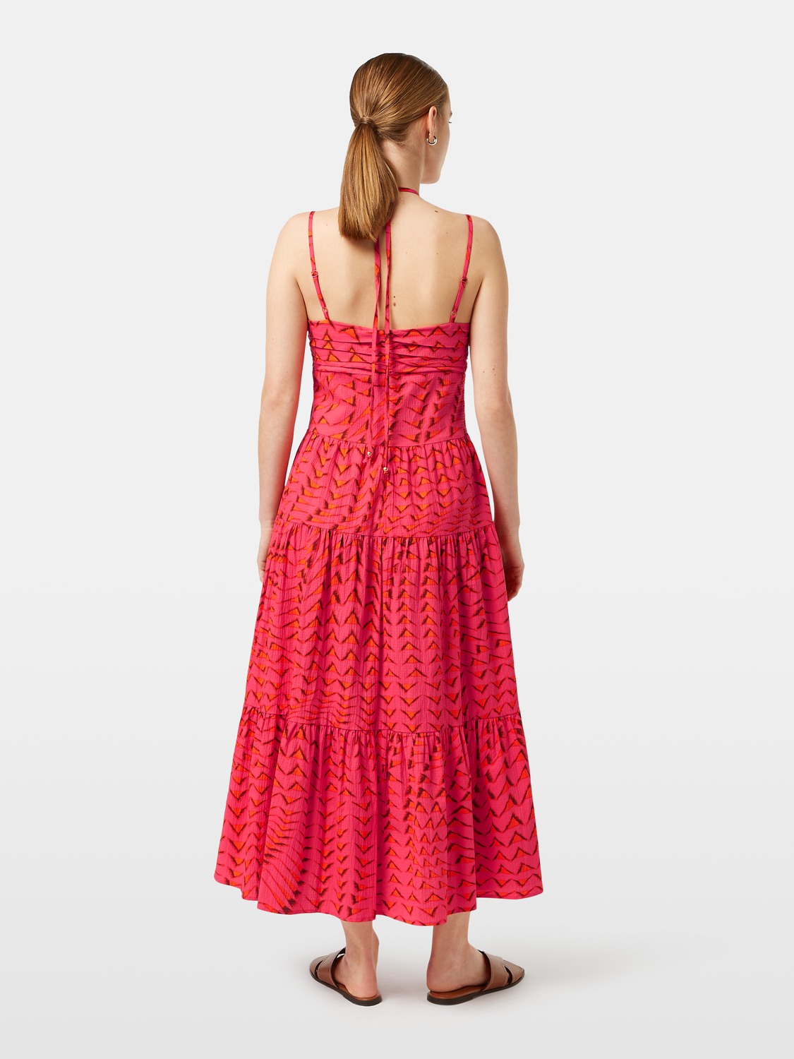 Cotton seersucker midi dress