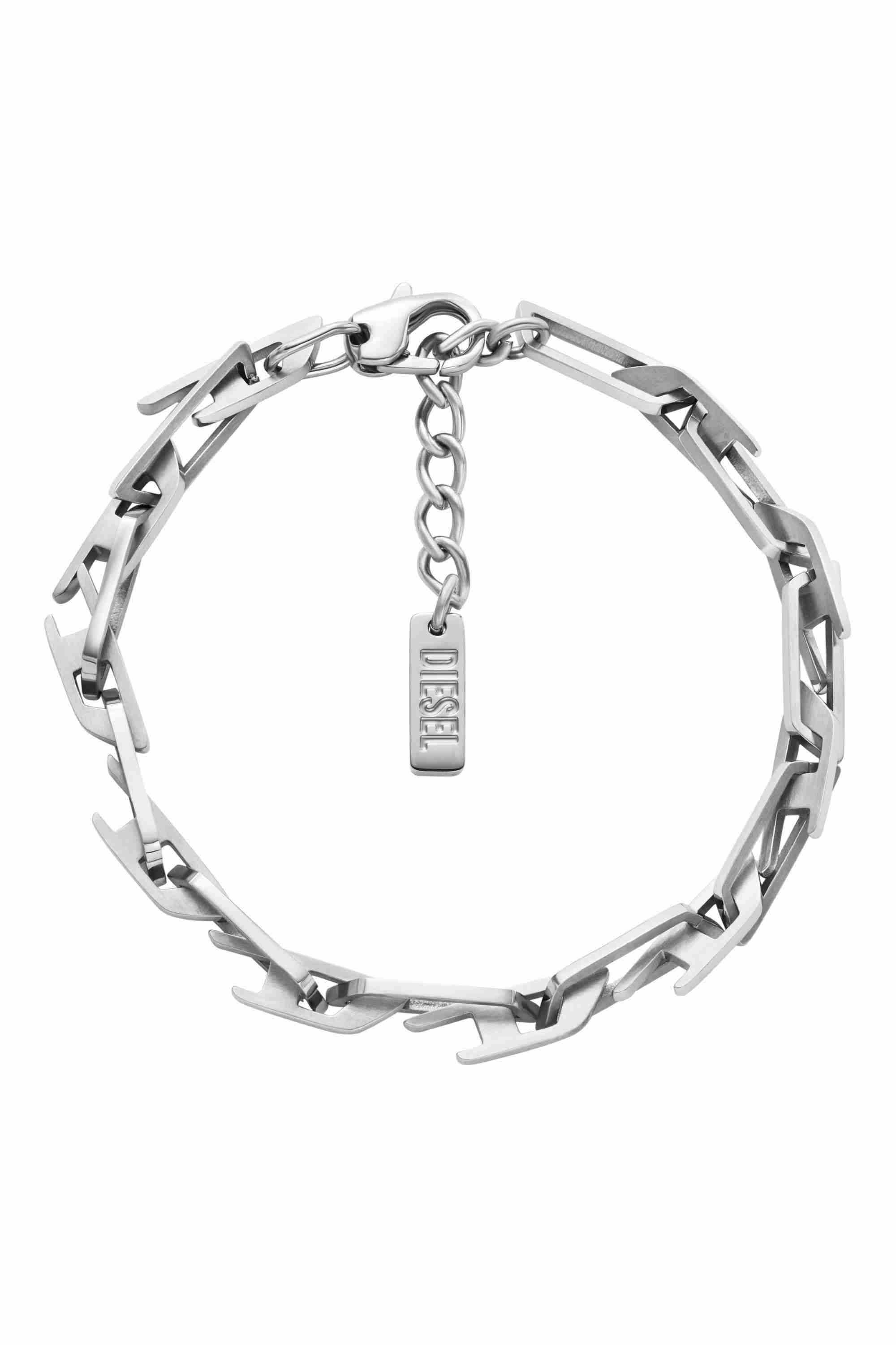Silver Stainless Steel Interlocking D Logo Chain Bracelet