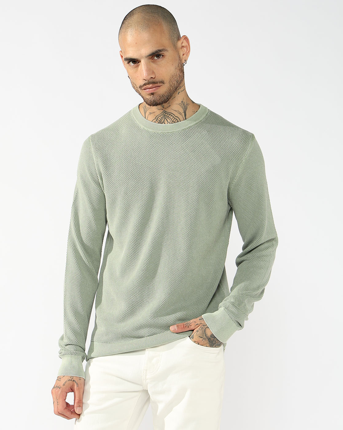 GAS | Textured Crew Neck Regular fit pullovers