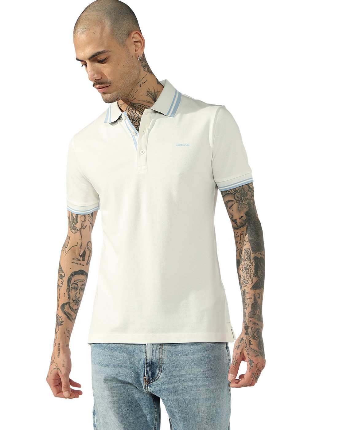 GAS | Slim Fit Polo With Collar and Sleeve Tipping
