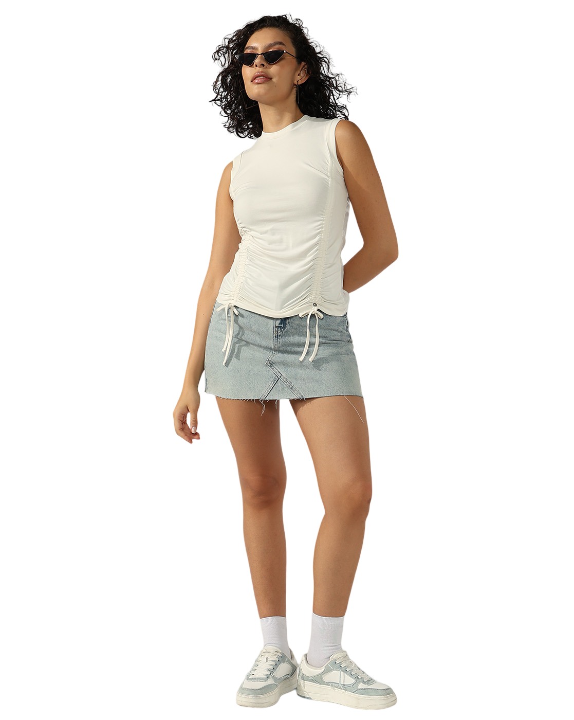 GAS | Light Wash Raw Hem Denim Mini Skirt