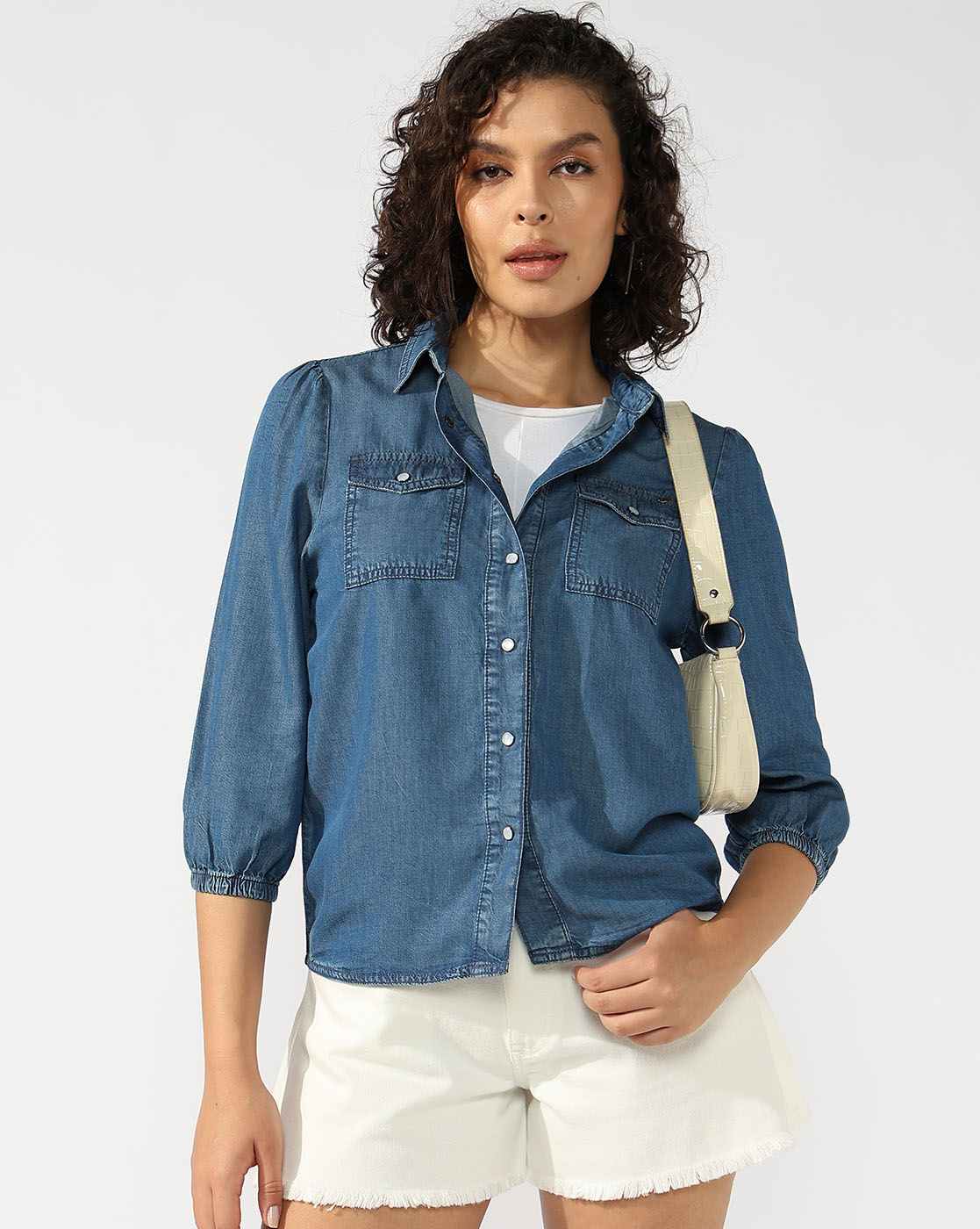 GAS | Women's Puff Sleeve Regular fit Denim Shirt