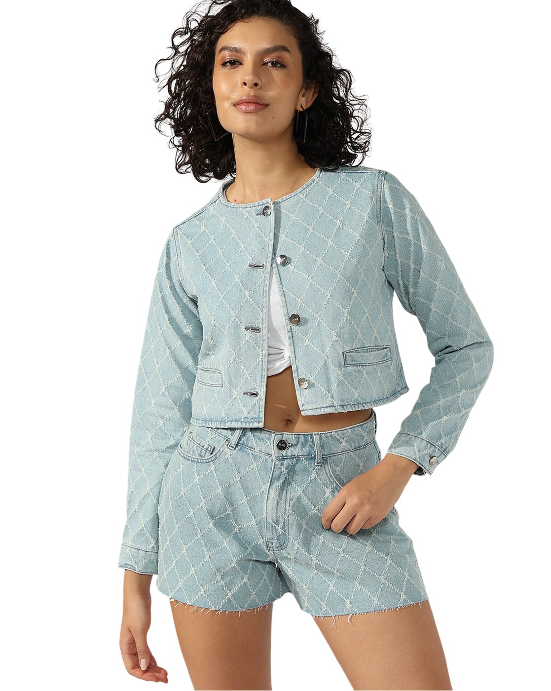 GAS | Women's Cropped Diamond Pattern Jacket