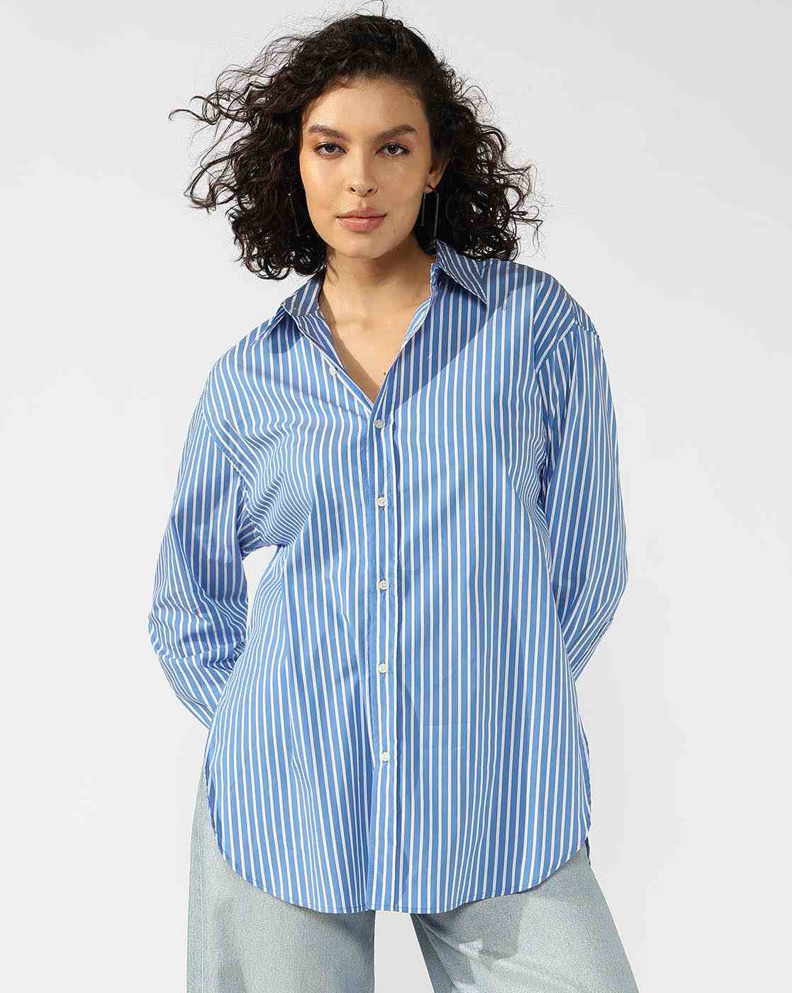GAS | Striped Oversized Shirt with Elongated Back