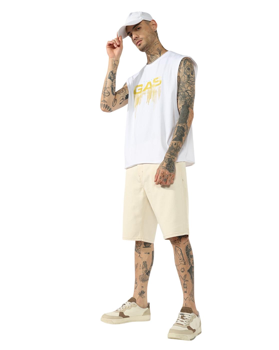 GAS | Classic Off-White Slim Tapered Denim Shorts