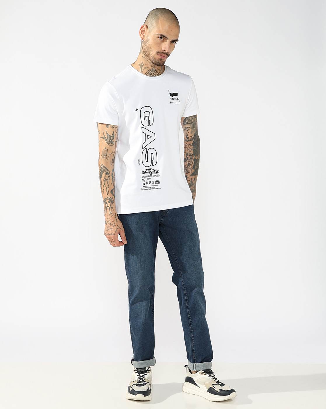 GAS | Mid Rise Mid Dark Washed Slim Fit Jeans