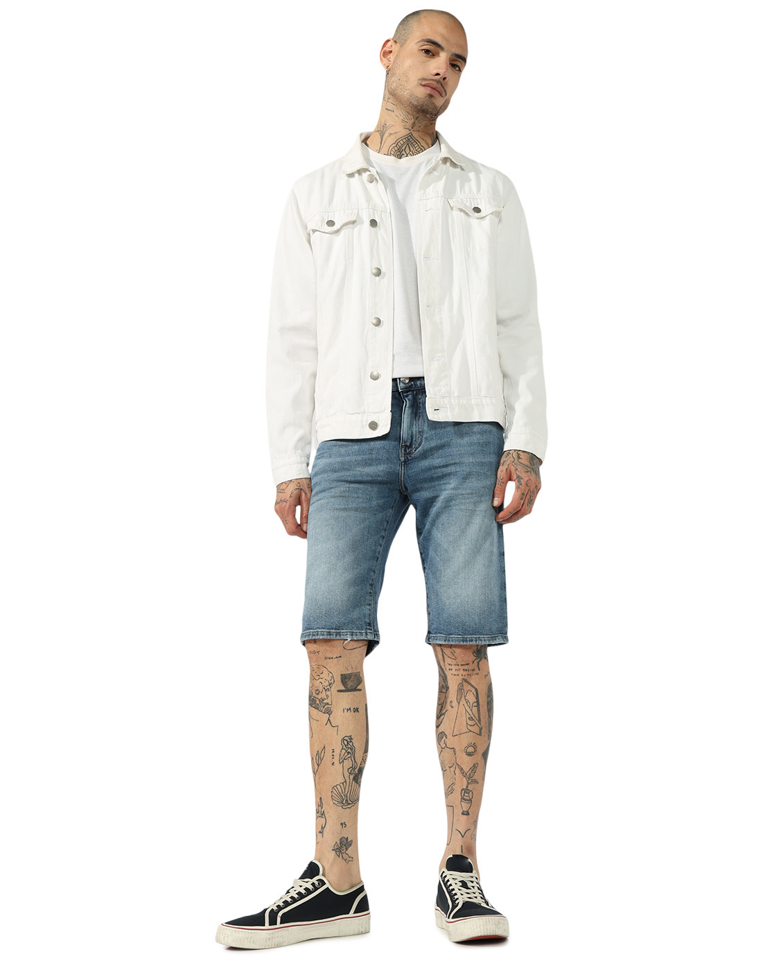 GAS | Mid Rise Stone Medium Wash Denim Shorts