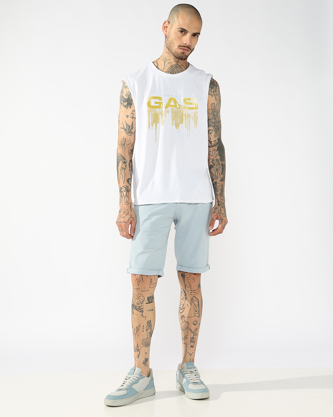 GAS | Classic Regular Fit Mid-Rise Blue Chino Shorts