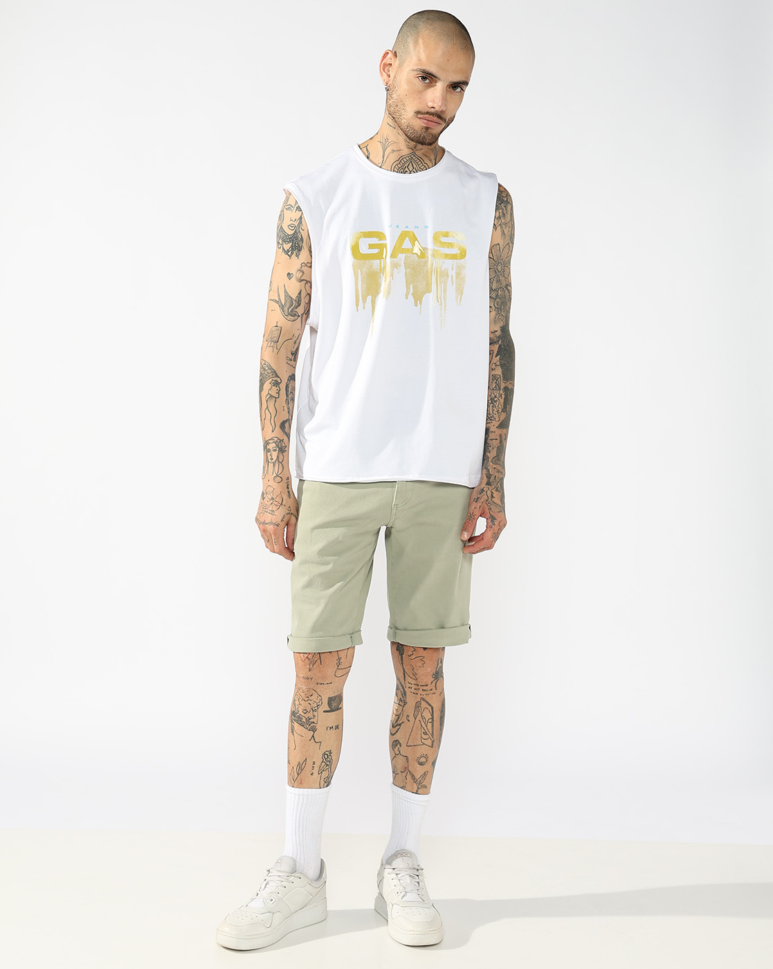 GAS | Smart Casual Regular Fit Mid-Rise Green Chino Shorts
