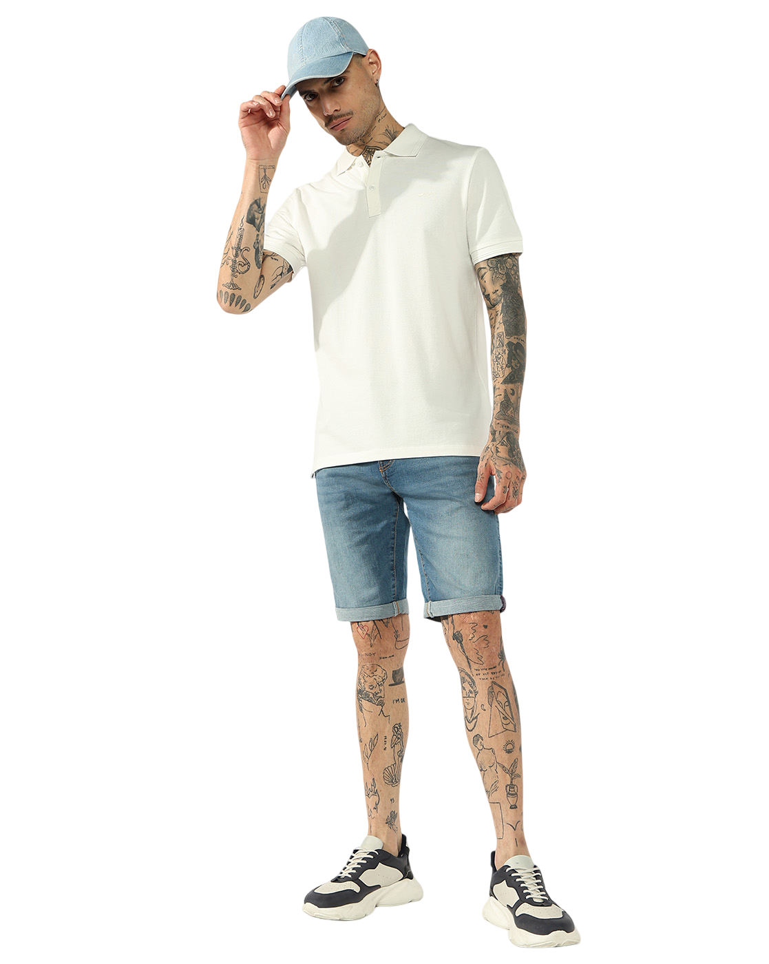 GAS | Mid-Rise Mid-Wash Above-Knee Denim Shorts