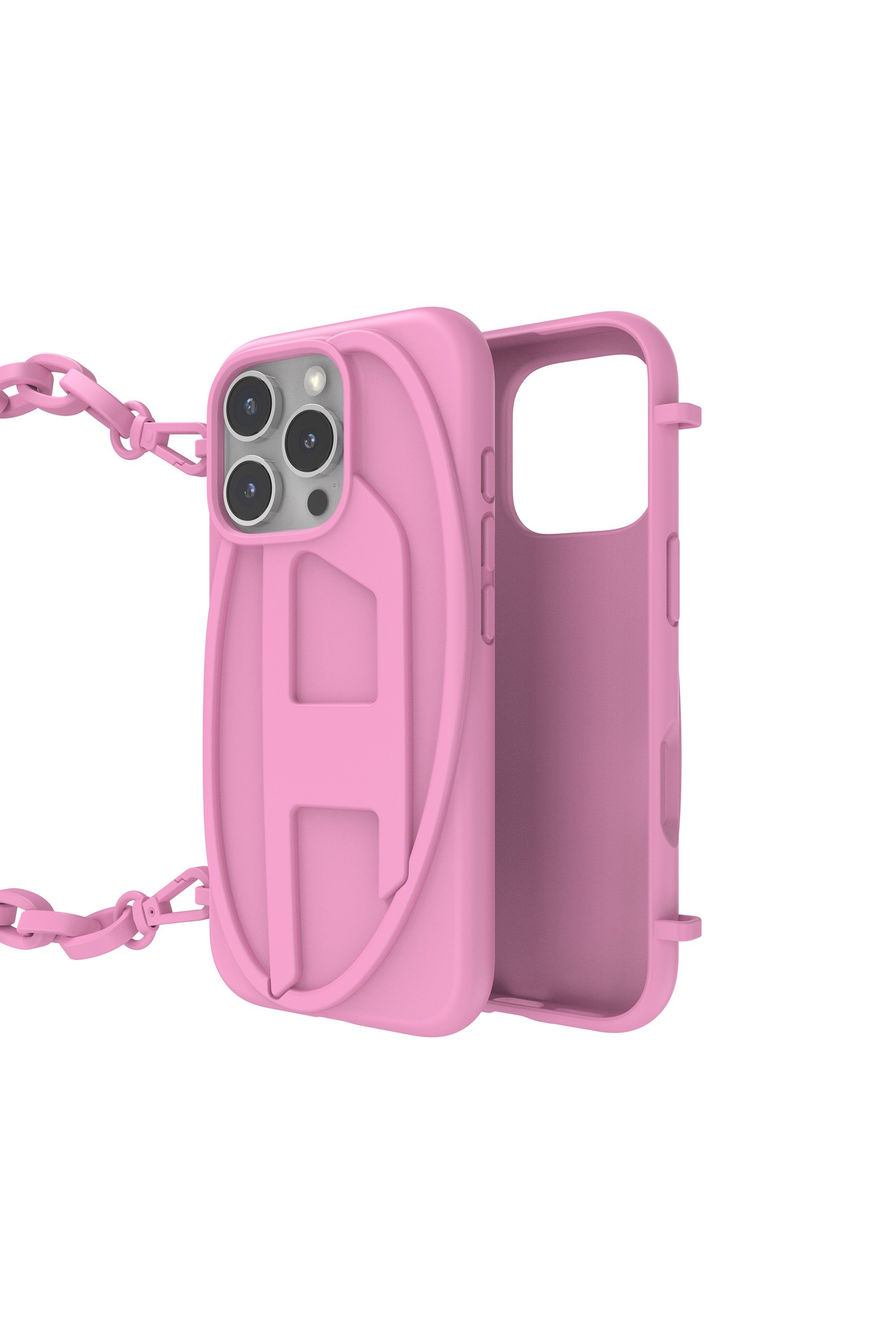 Pink Oval D Chain Case for iP 16 Pro