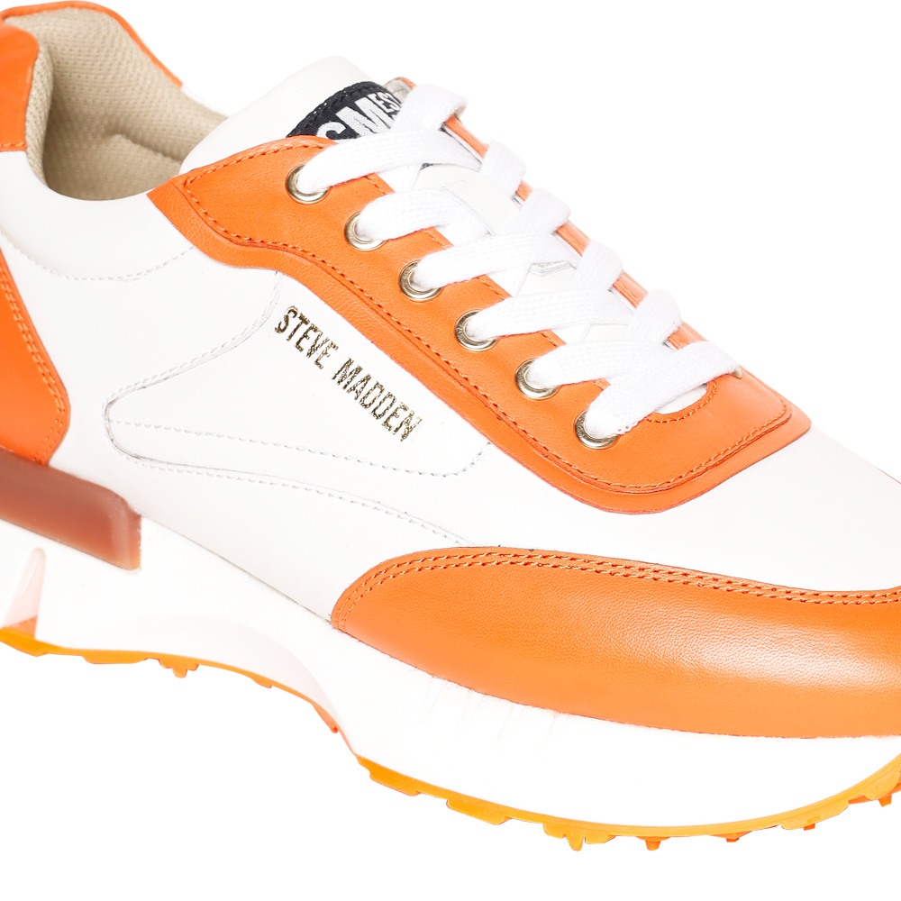 SM-1626 White/Orange Tiger Sneakers