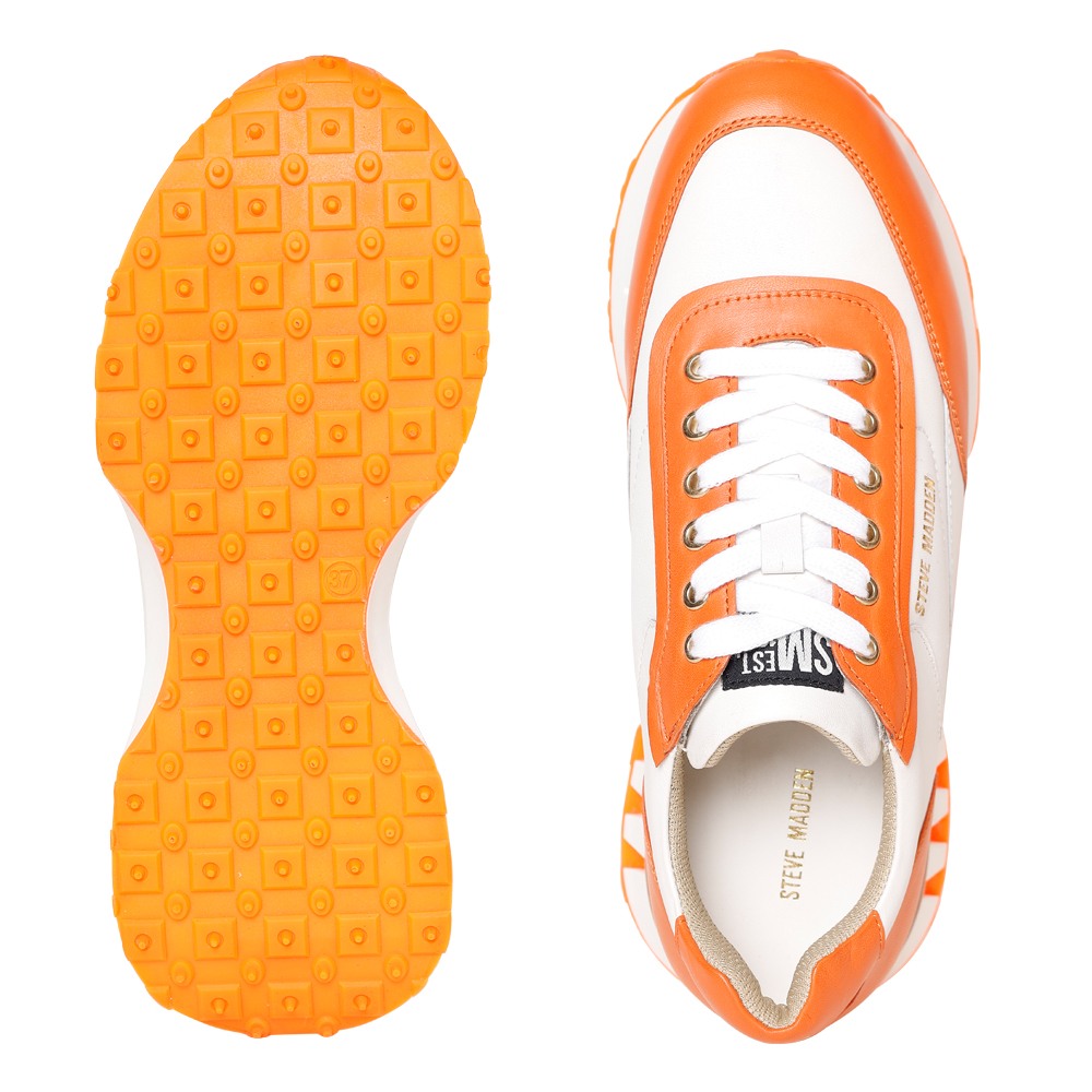 SM-1626 White/Orange Tiger Sneakers