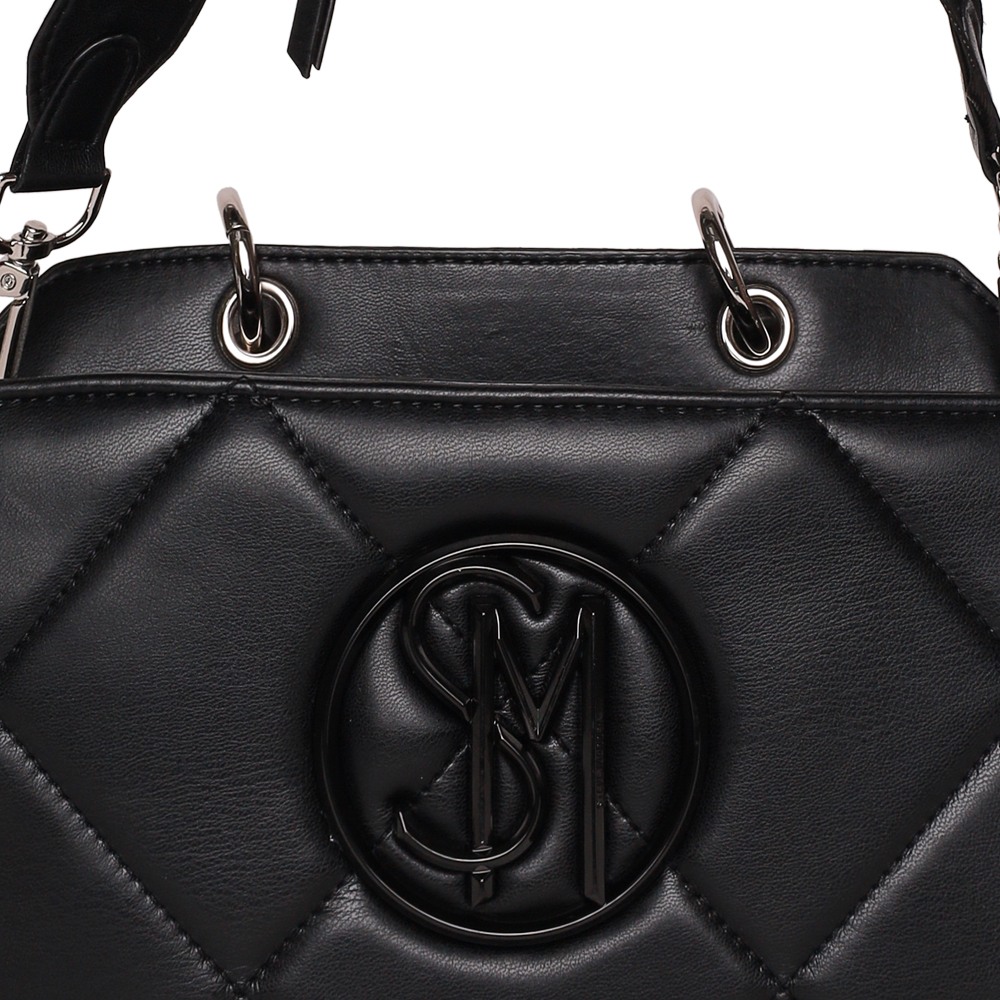 Bevie Quiled Black Satchel