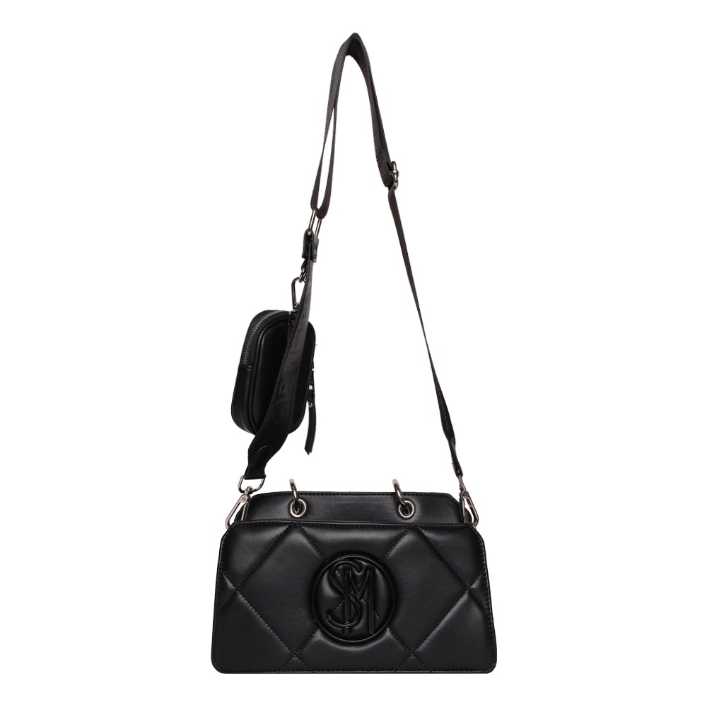 Bevie Quiled Black Satchel