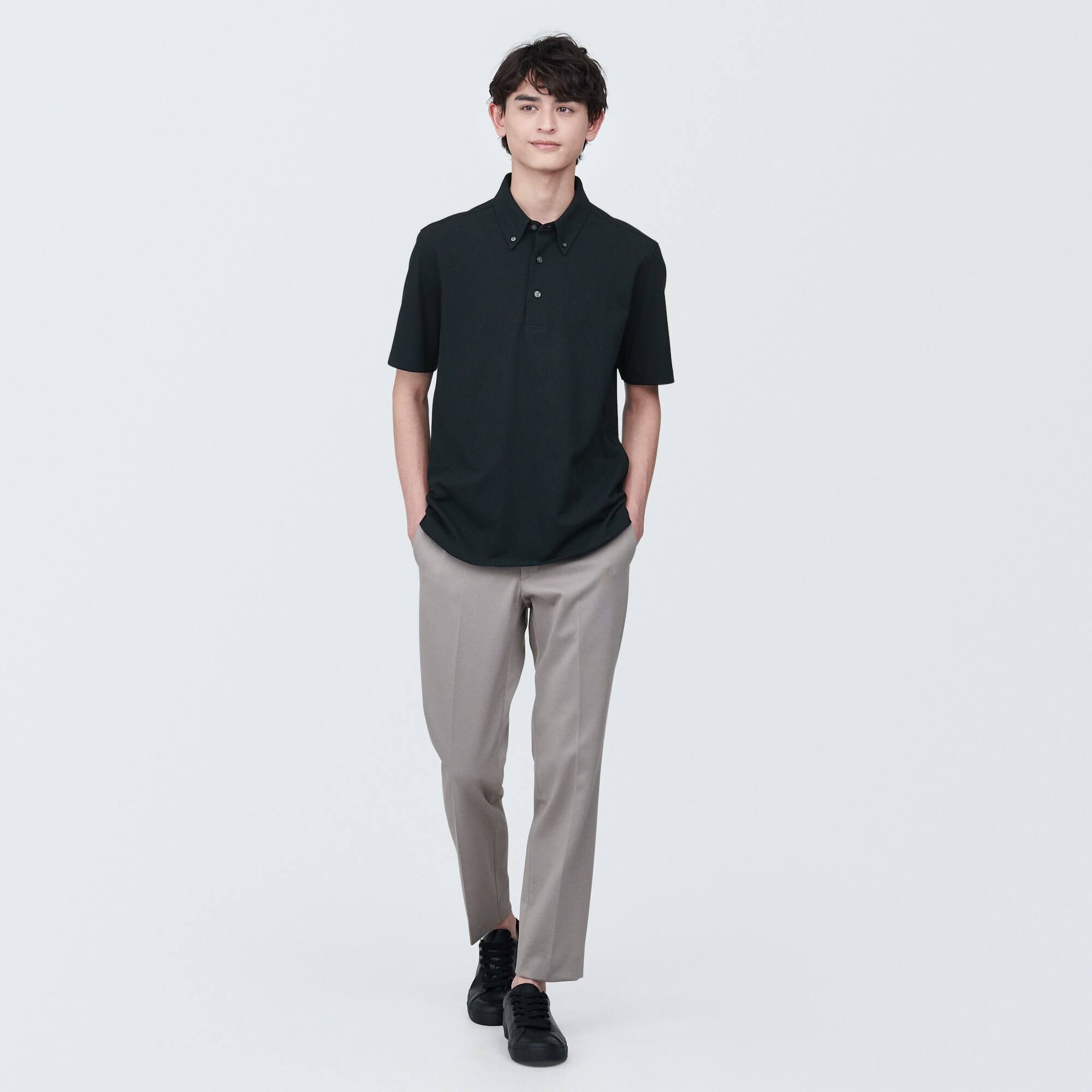 Men's Cool touch pique button down S/Slv polo shirt