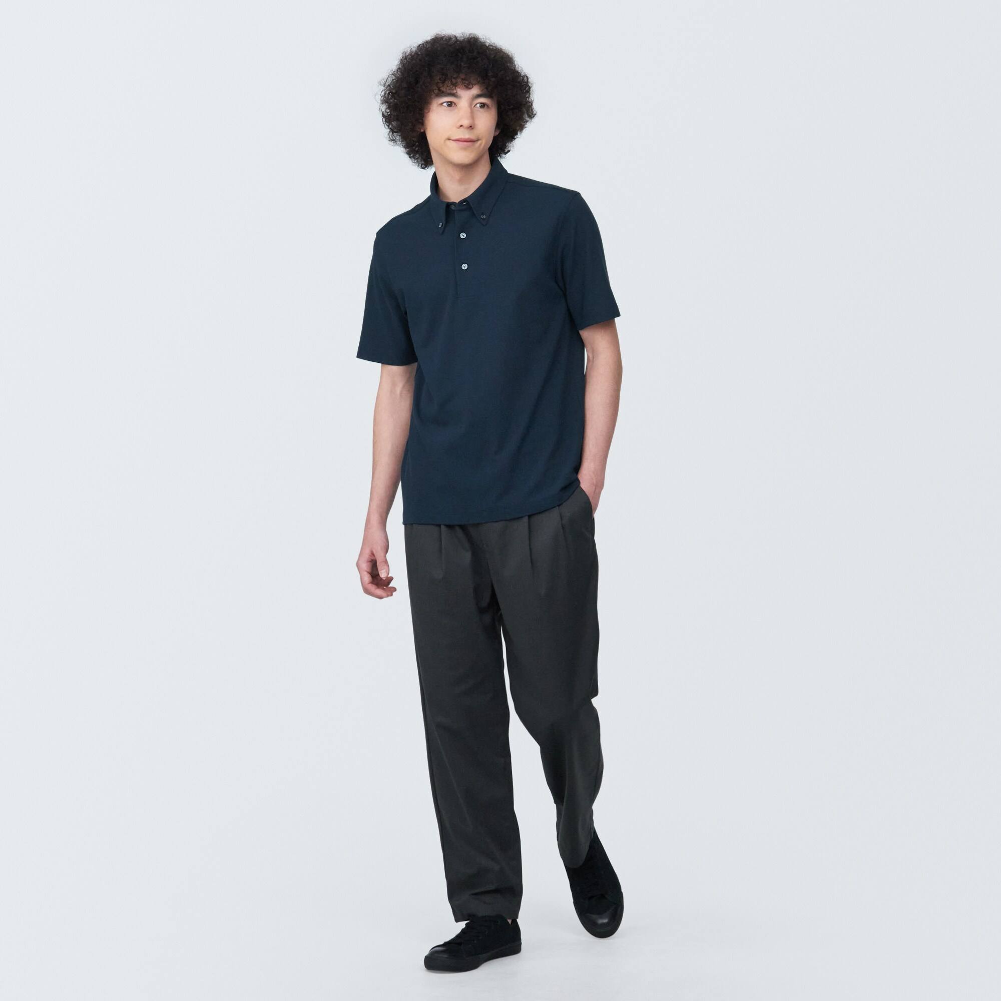 Men's Cool touch pique button down S/Slv polo shirt