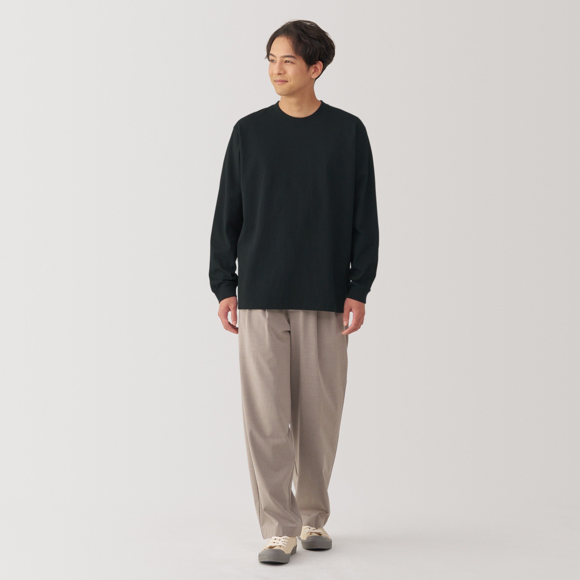 Men's Washed heavyweight crew neck L/Slv T-shirt