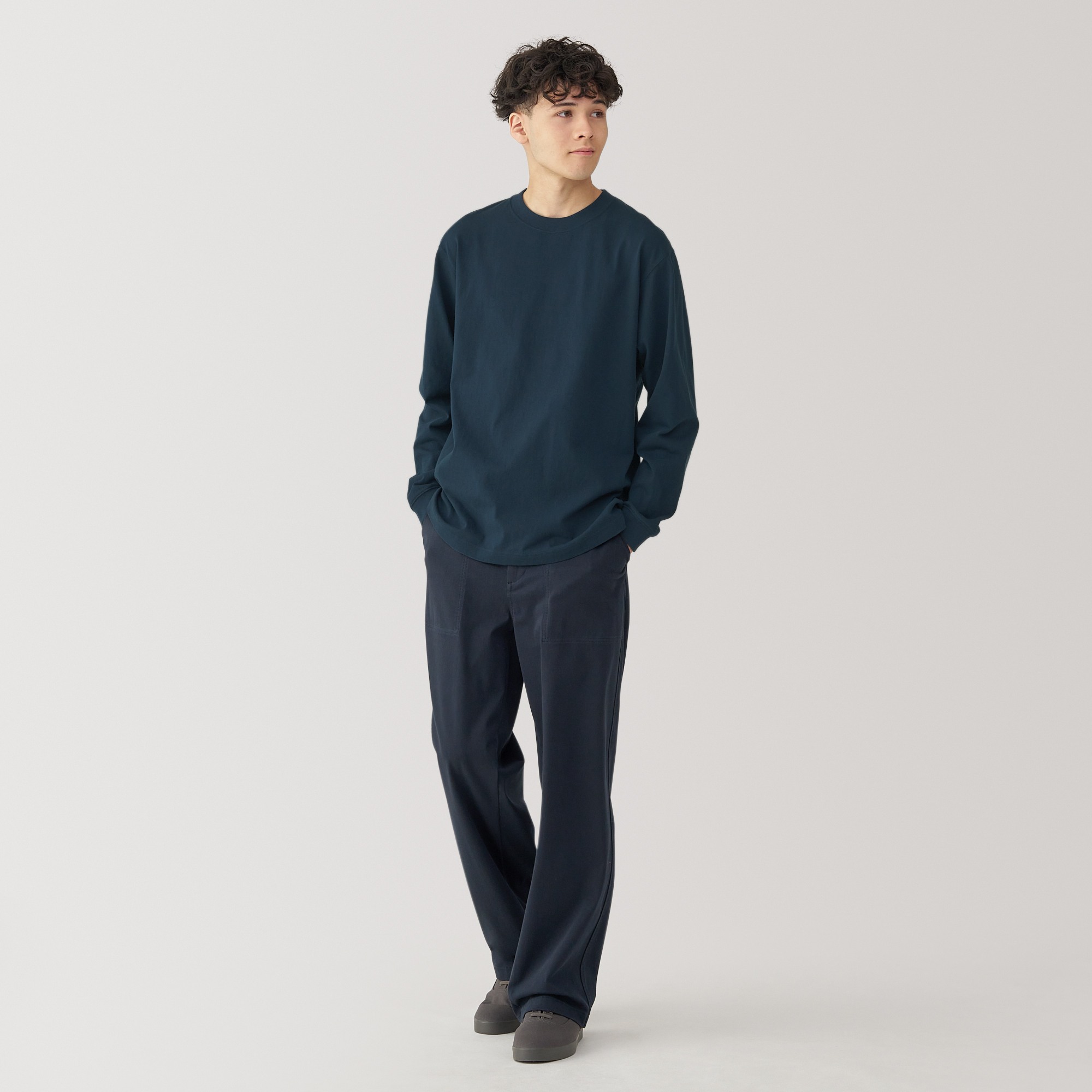 Men's Washed heavyweight crew neck L/Slv T-shirt