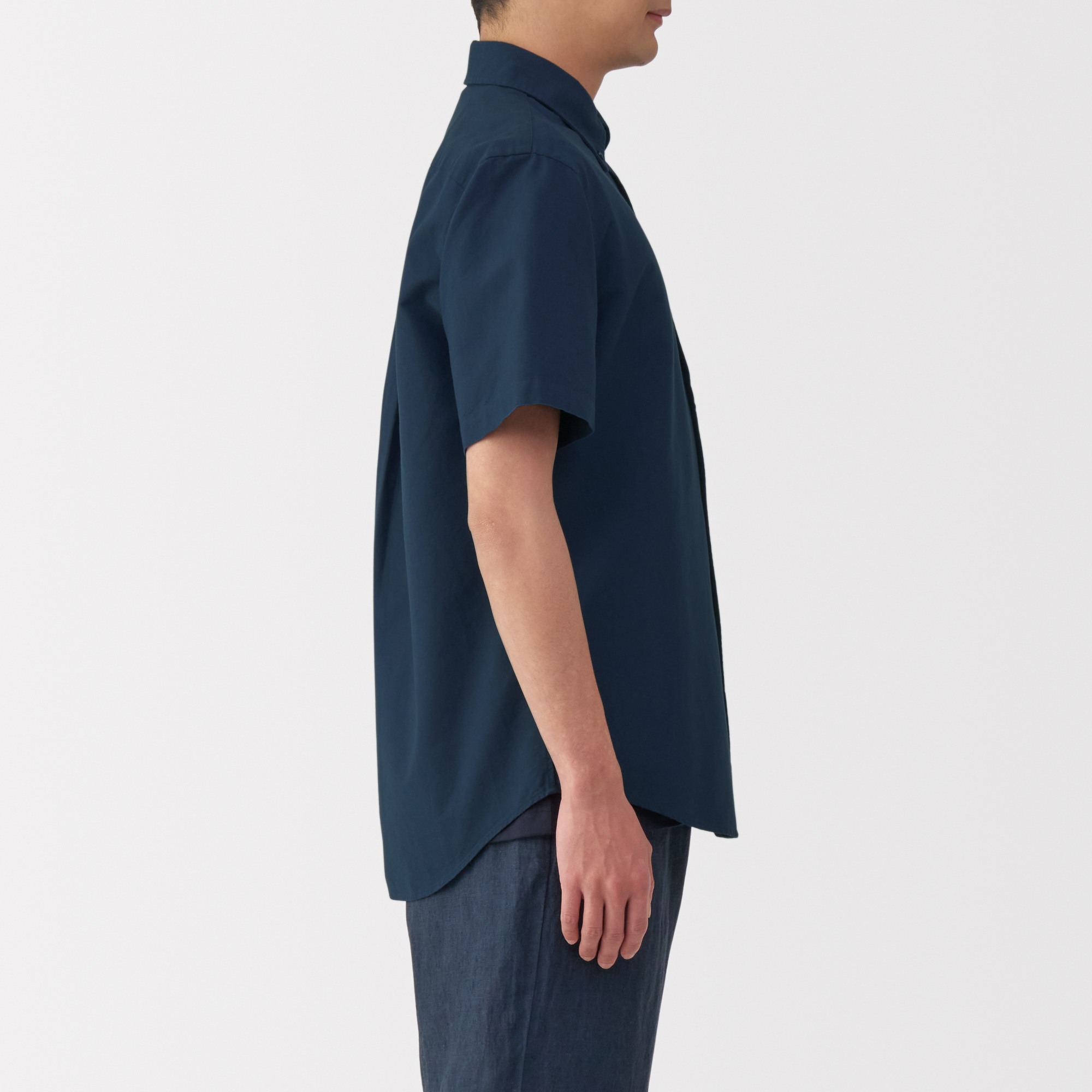 M's Washed oxford button down S/Slv shirt