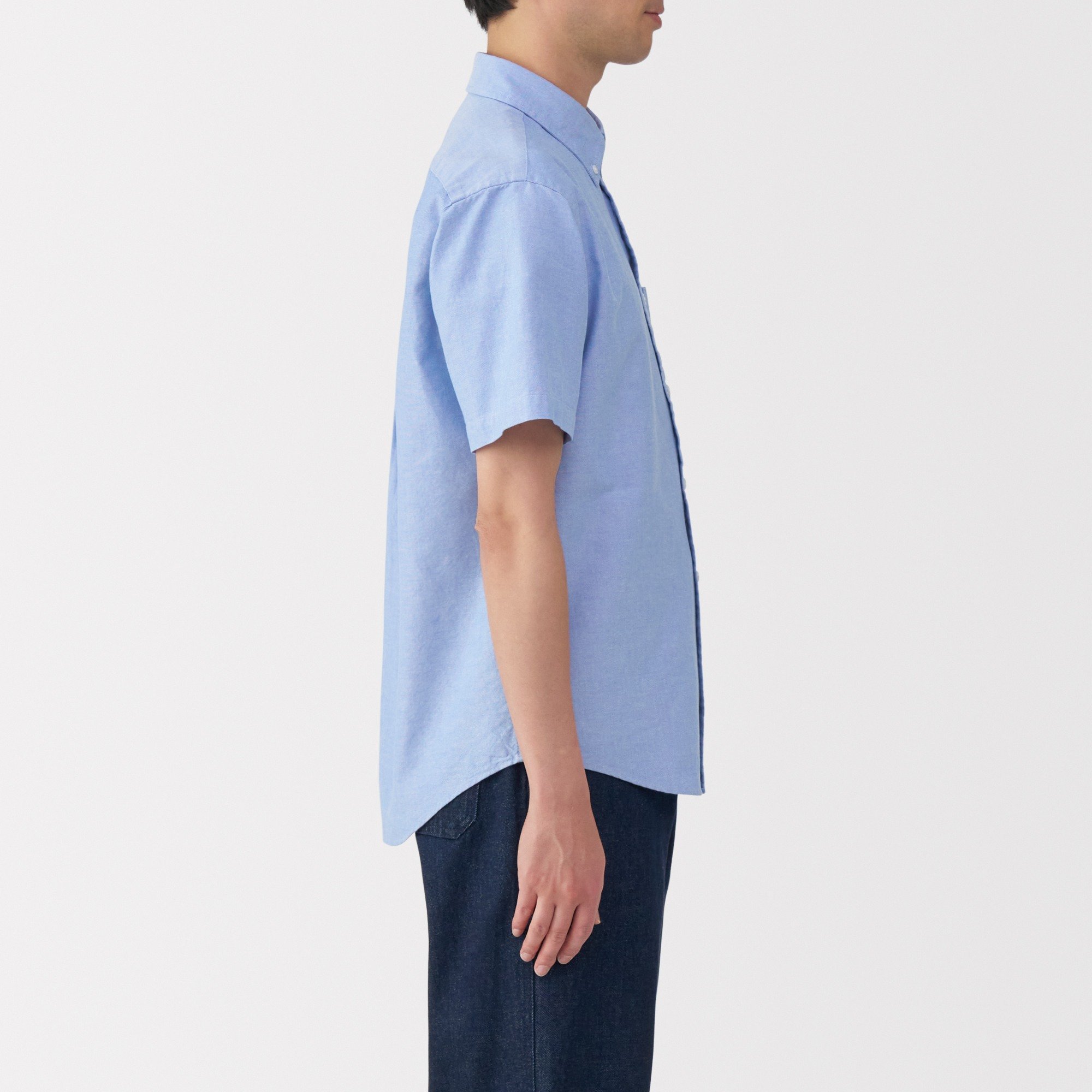 M's Washed oxford button down S/Slv shirt