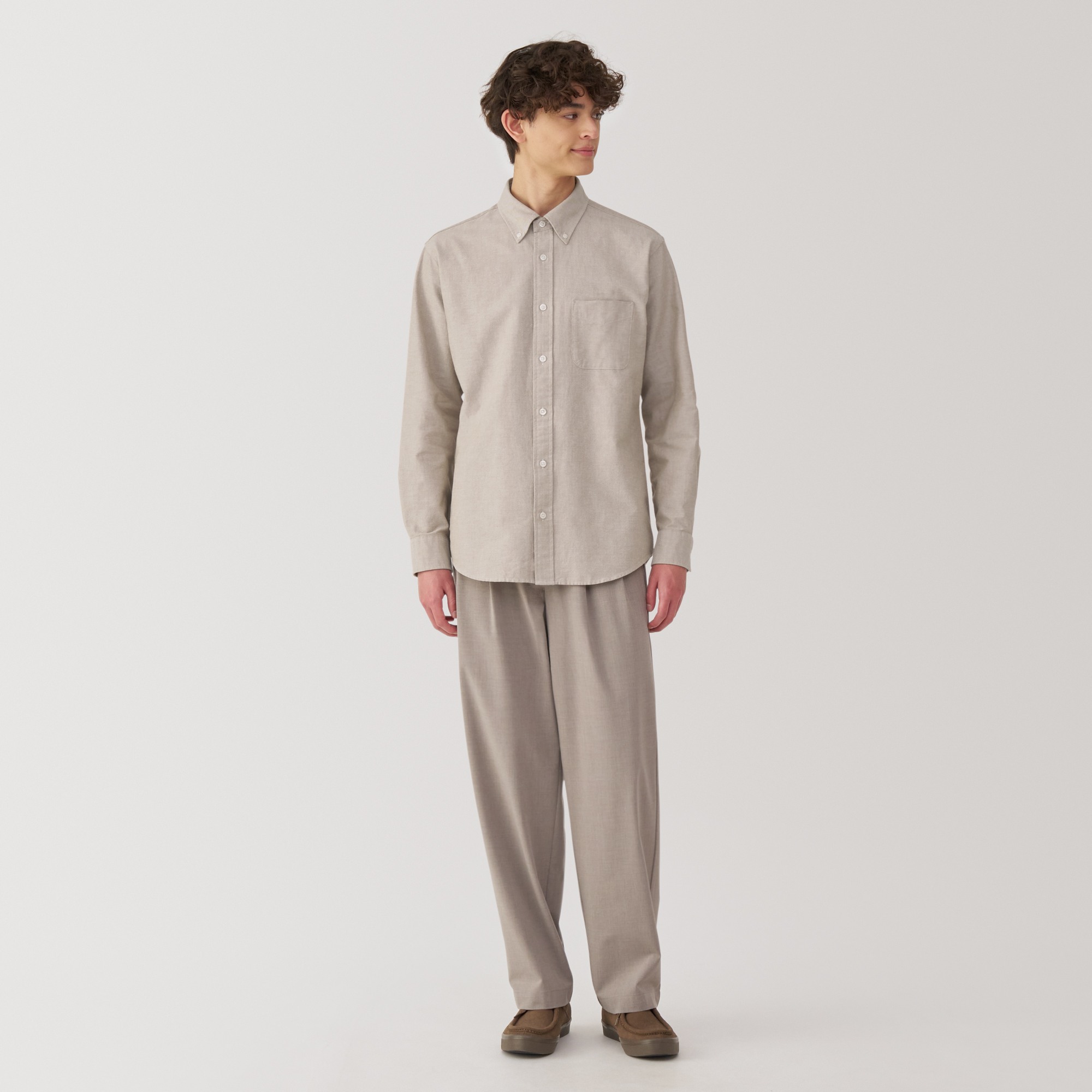 M's Washed oxford button down L/Slv shirt