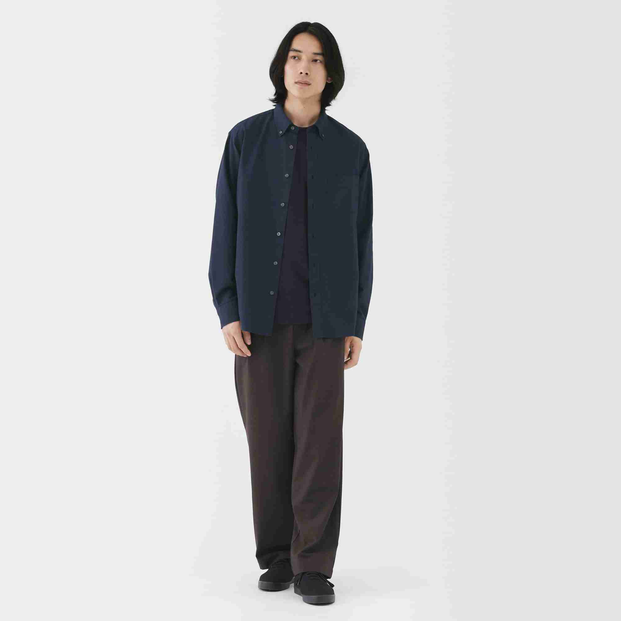 M's Washed oxford button down L/Slv shirt