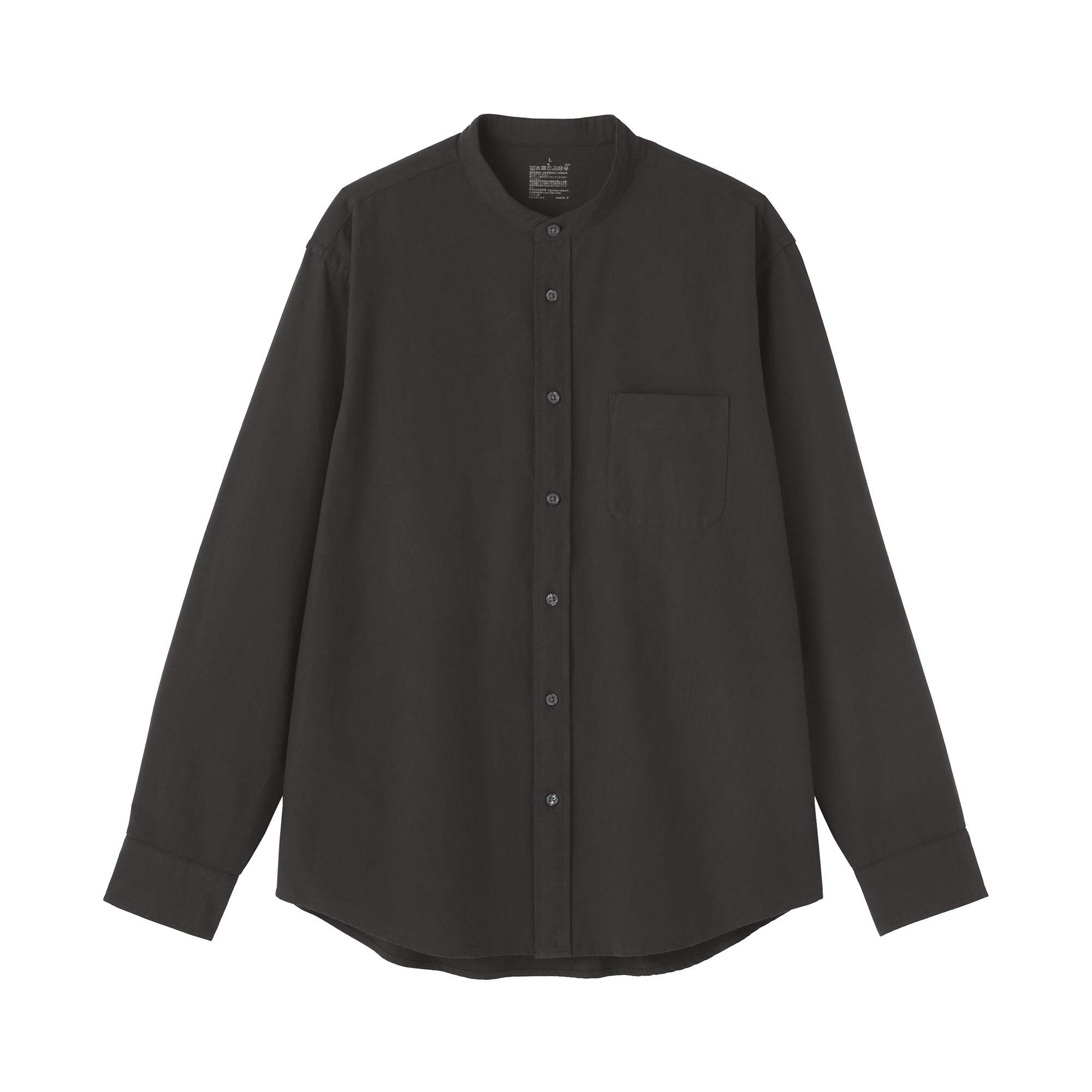 M's Washed oxford stand collar L/Slv shirt