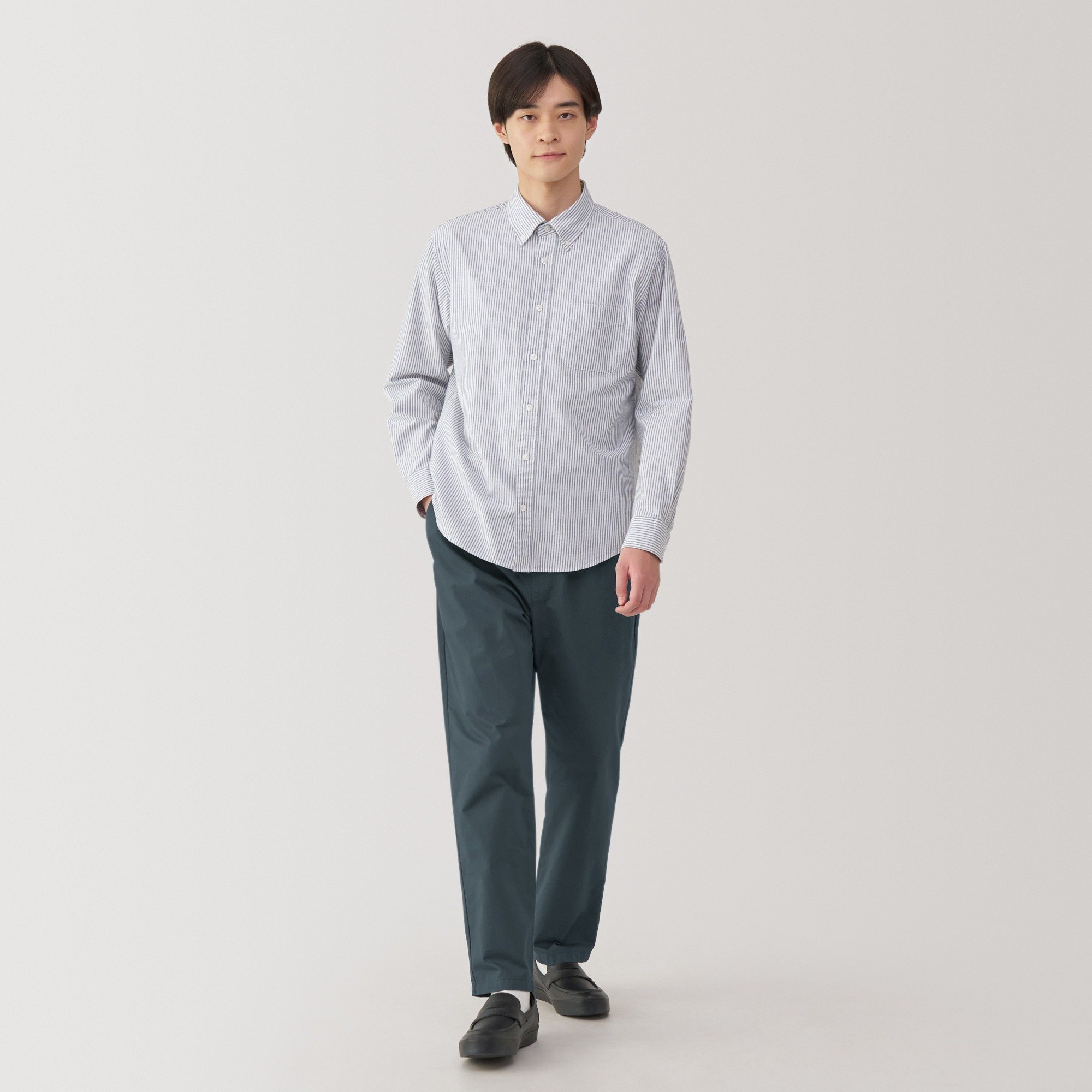 M's Washed cotton easy pants