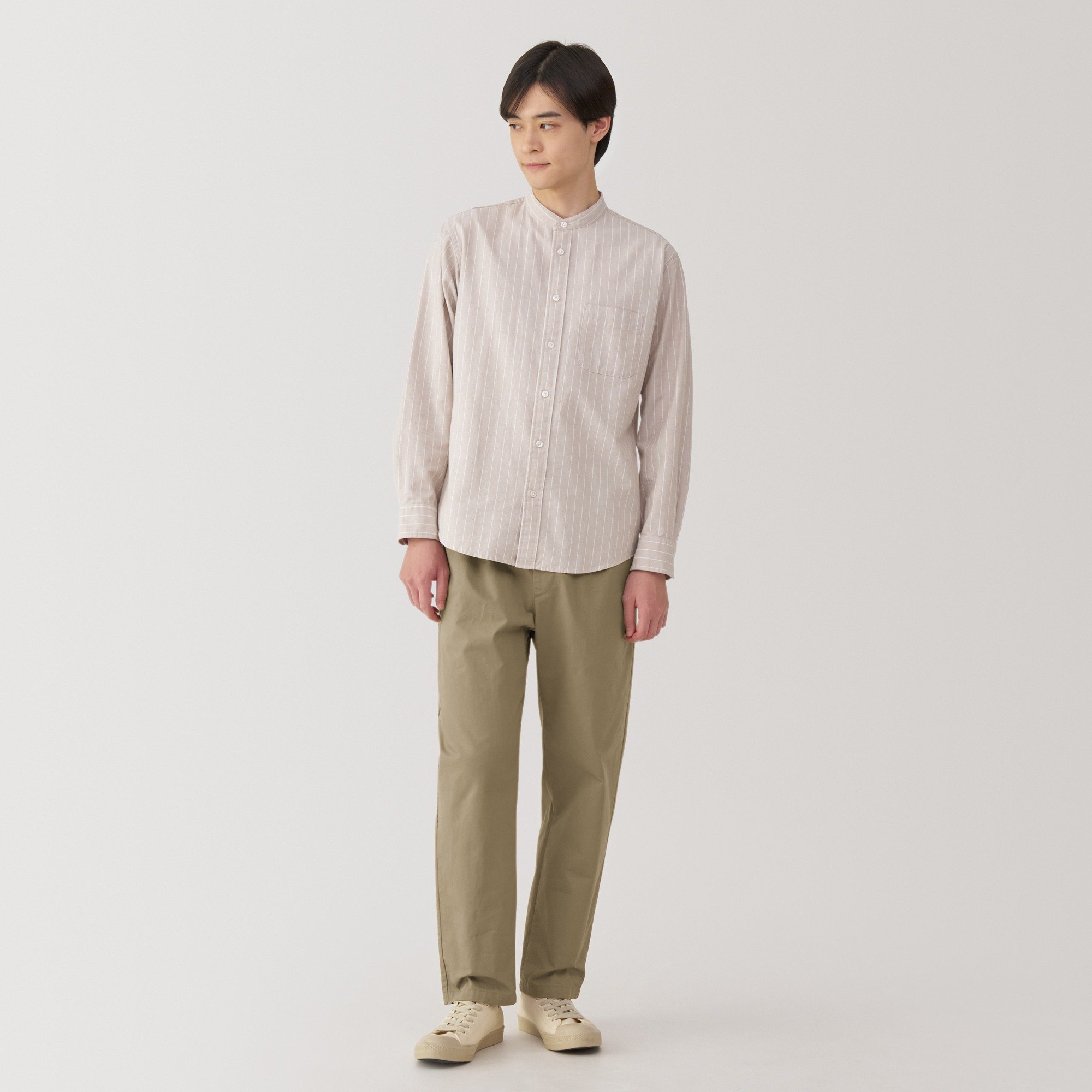 M's Washed cotton easy pants