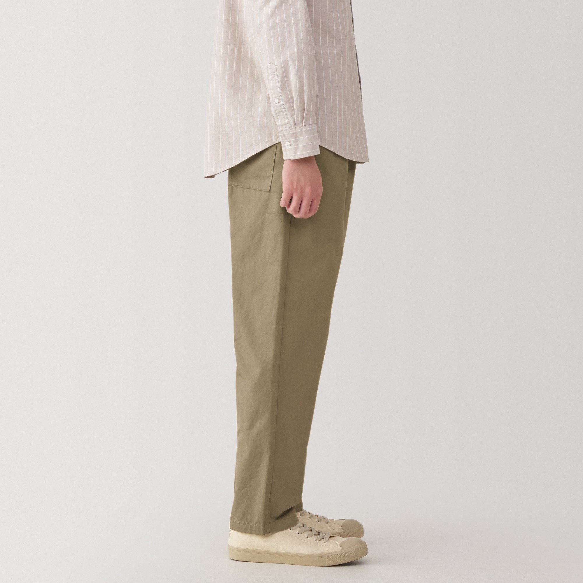 M's Washed cotton easy pants