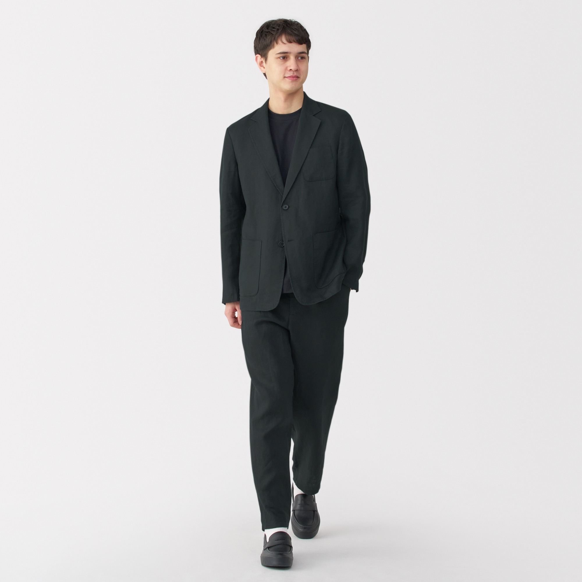 Linen washed tapered pants