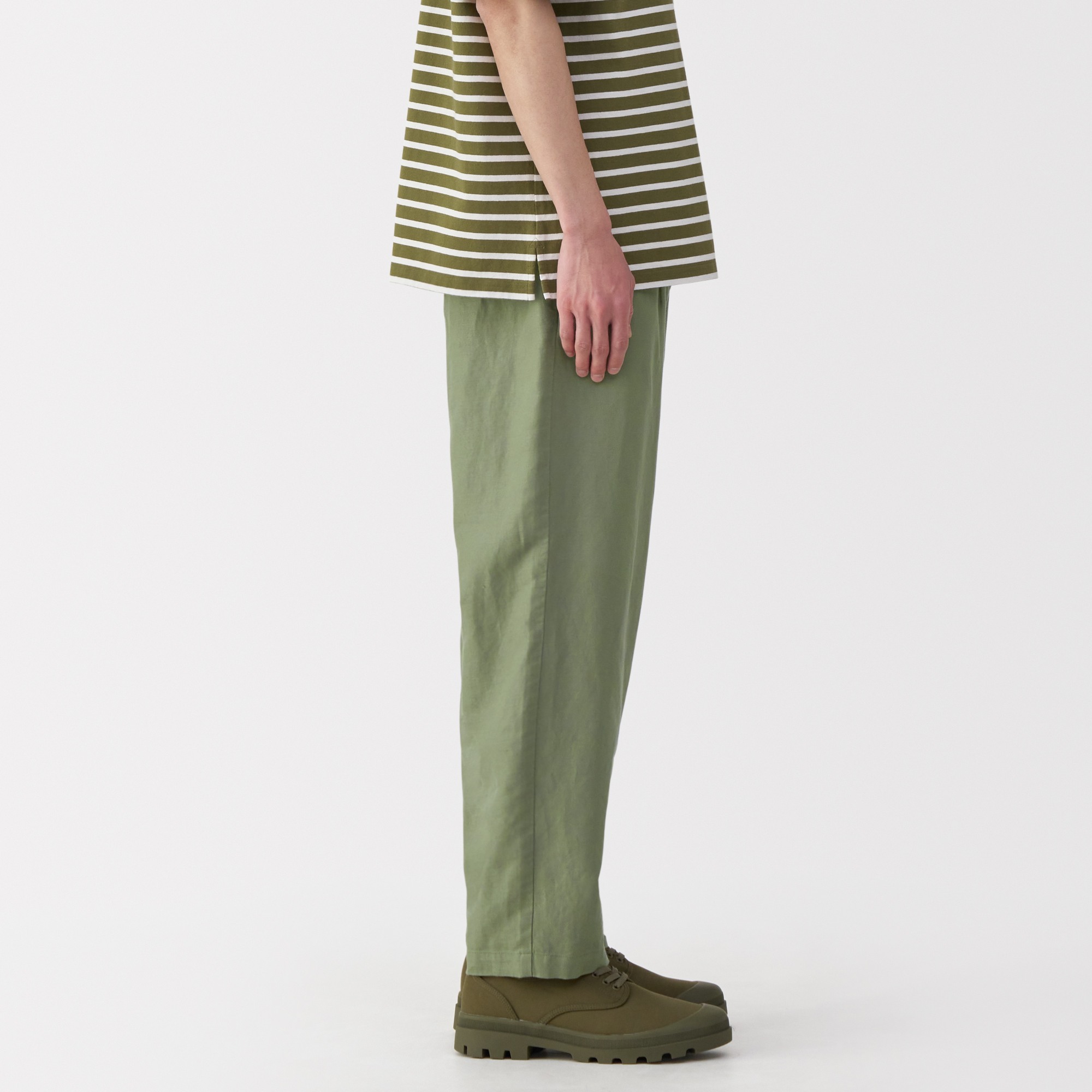 M's Hemp blend twill darted straight pants