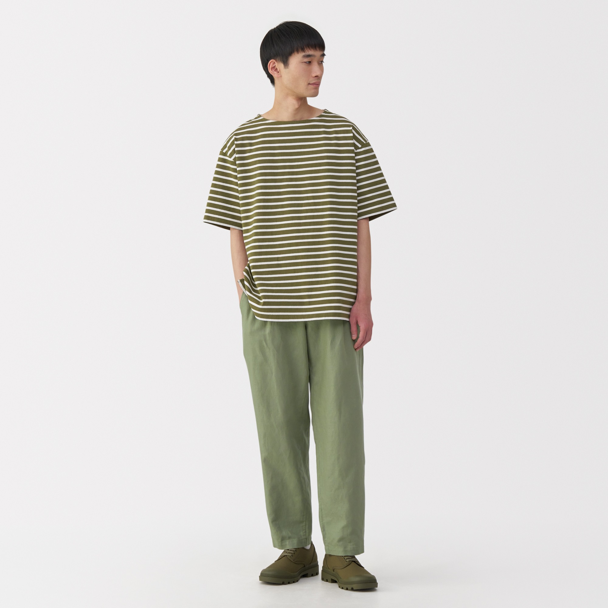 M's Hemp blend twill darted straight pants