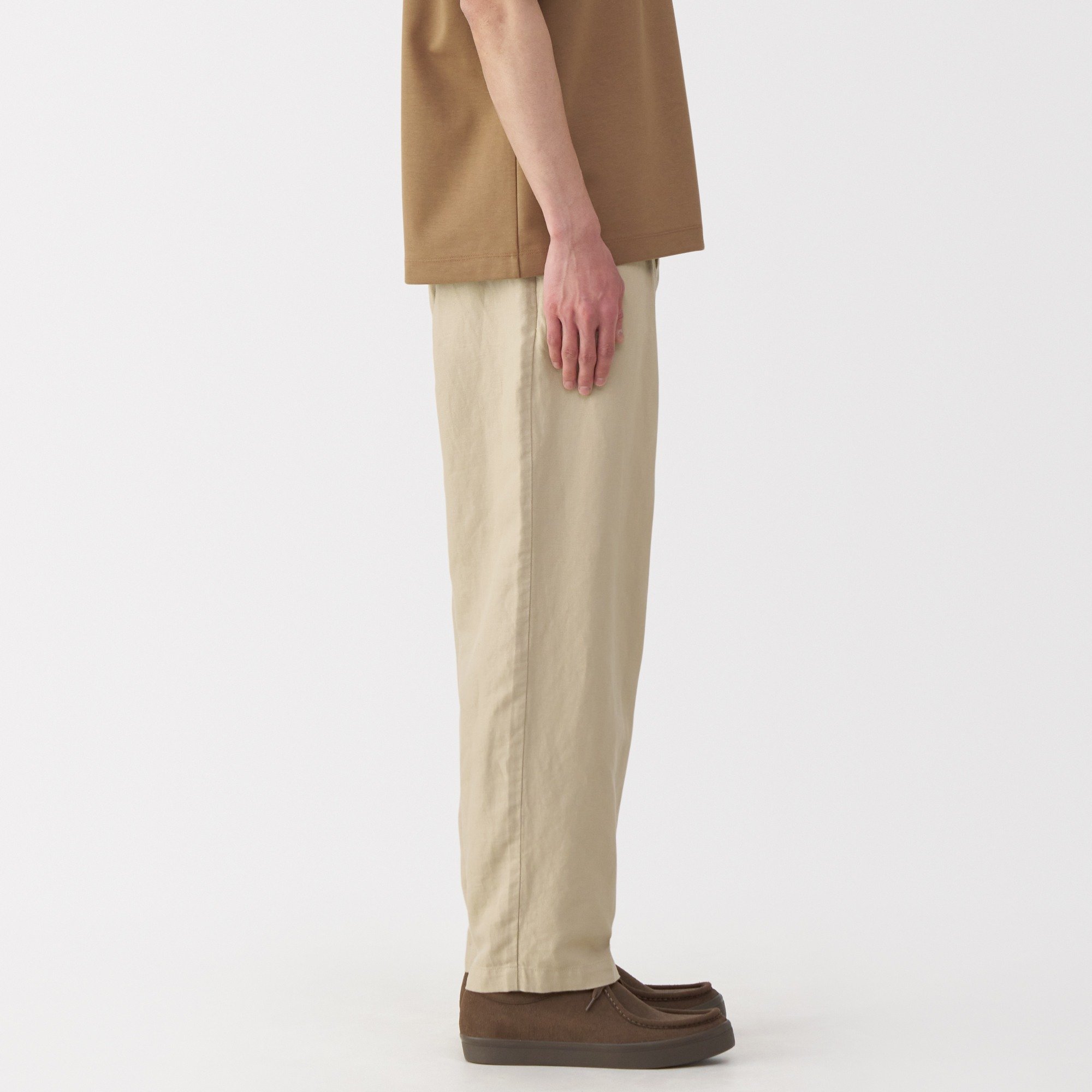 M's Hemp blend twill darted straight pants
