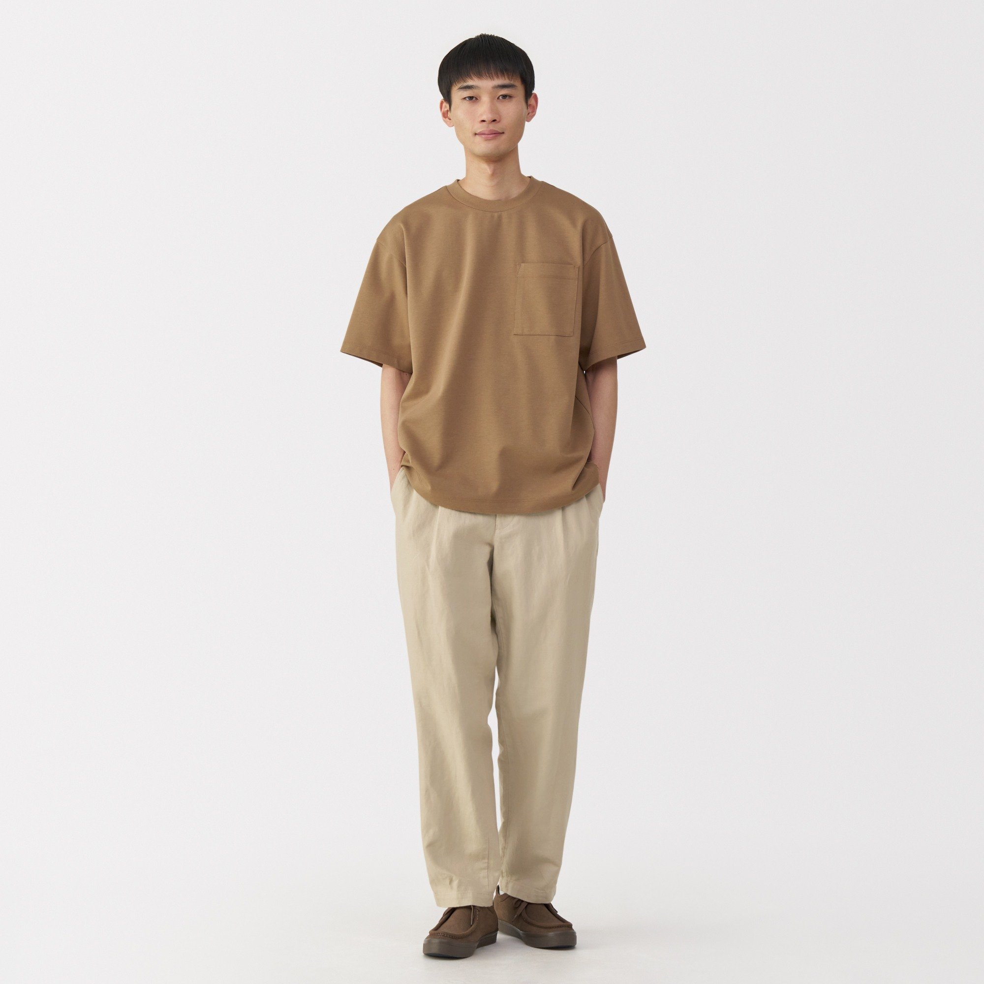 M's Hemp blend twill darted straight pants
