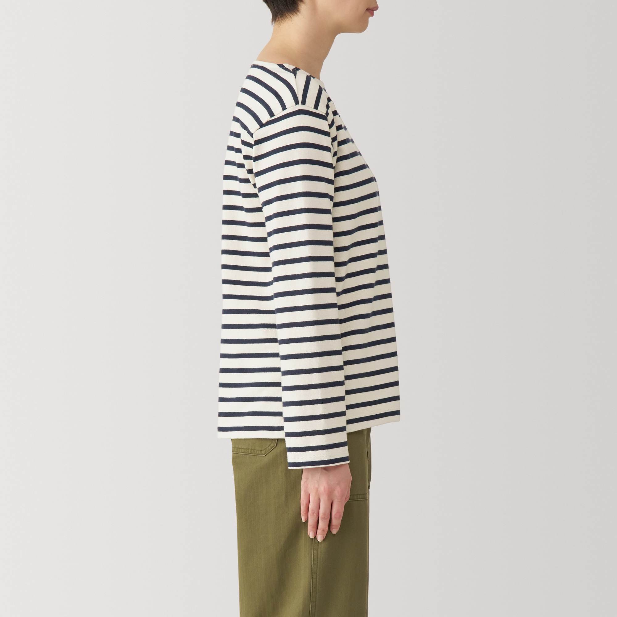 Heavyweight boat neck Long sleeve T-shirt