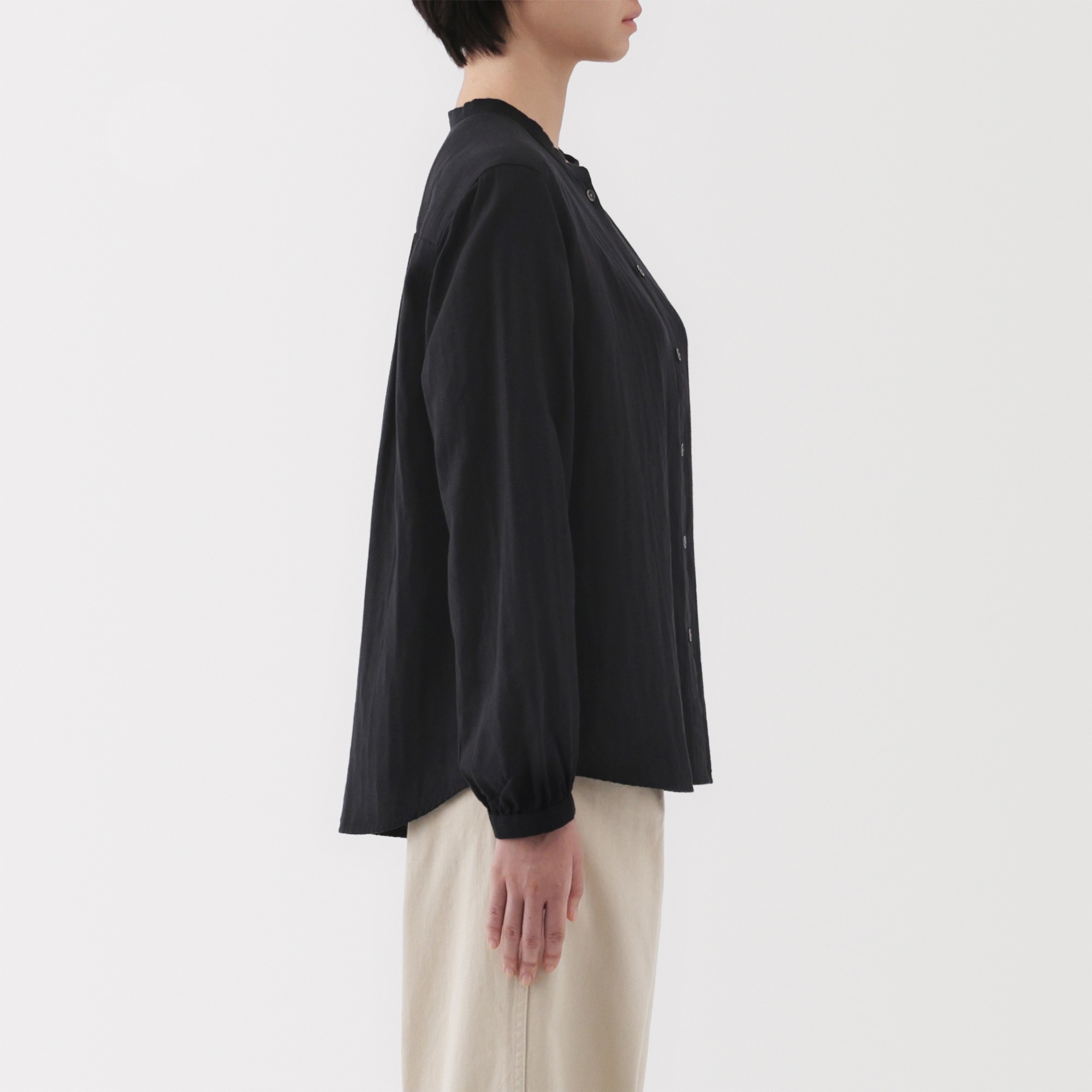 Kapok blend double gauze Long Sleeve blouse