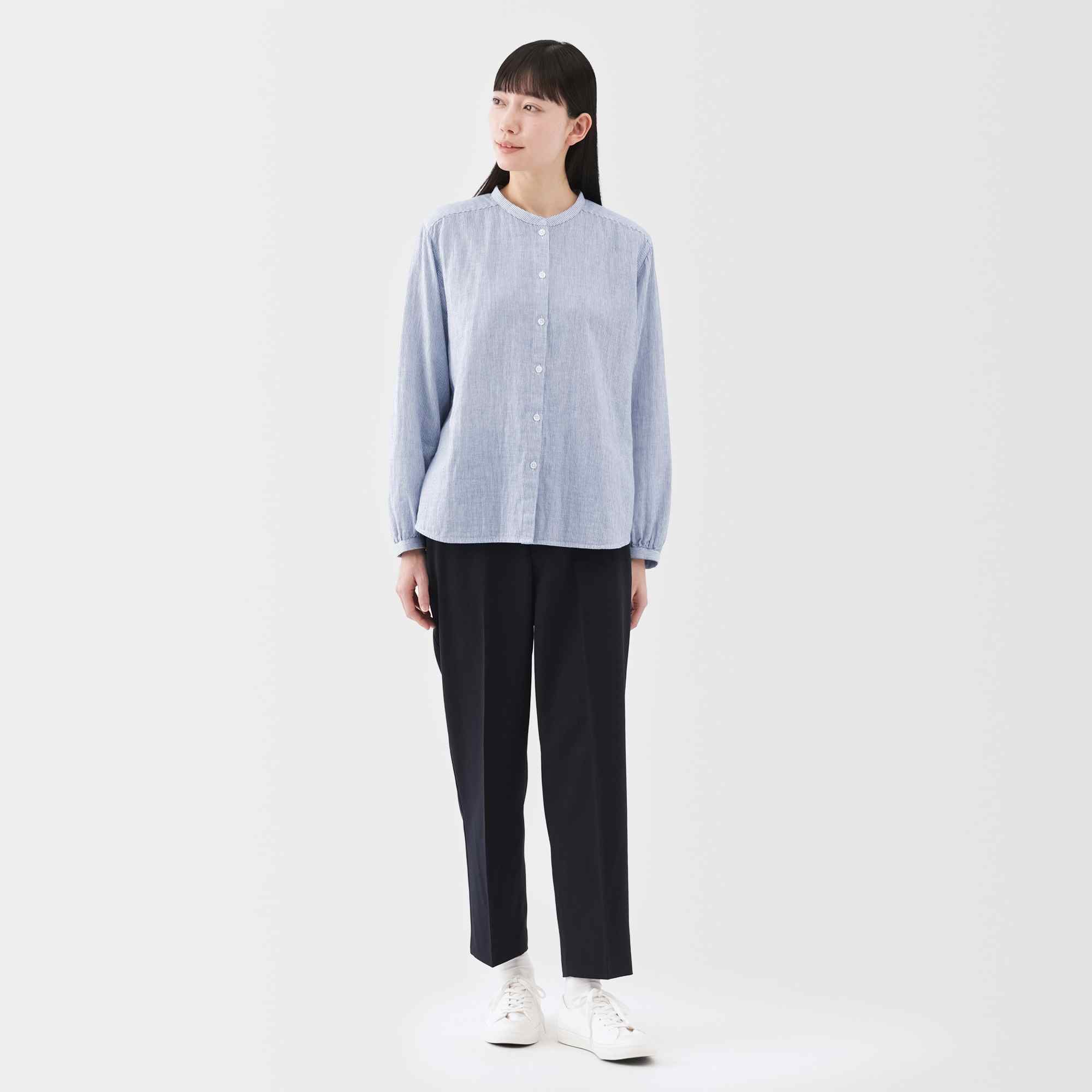 Kapok blend double gauze Long Sleeve blouse