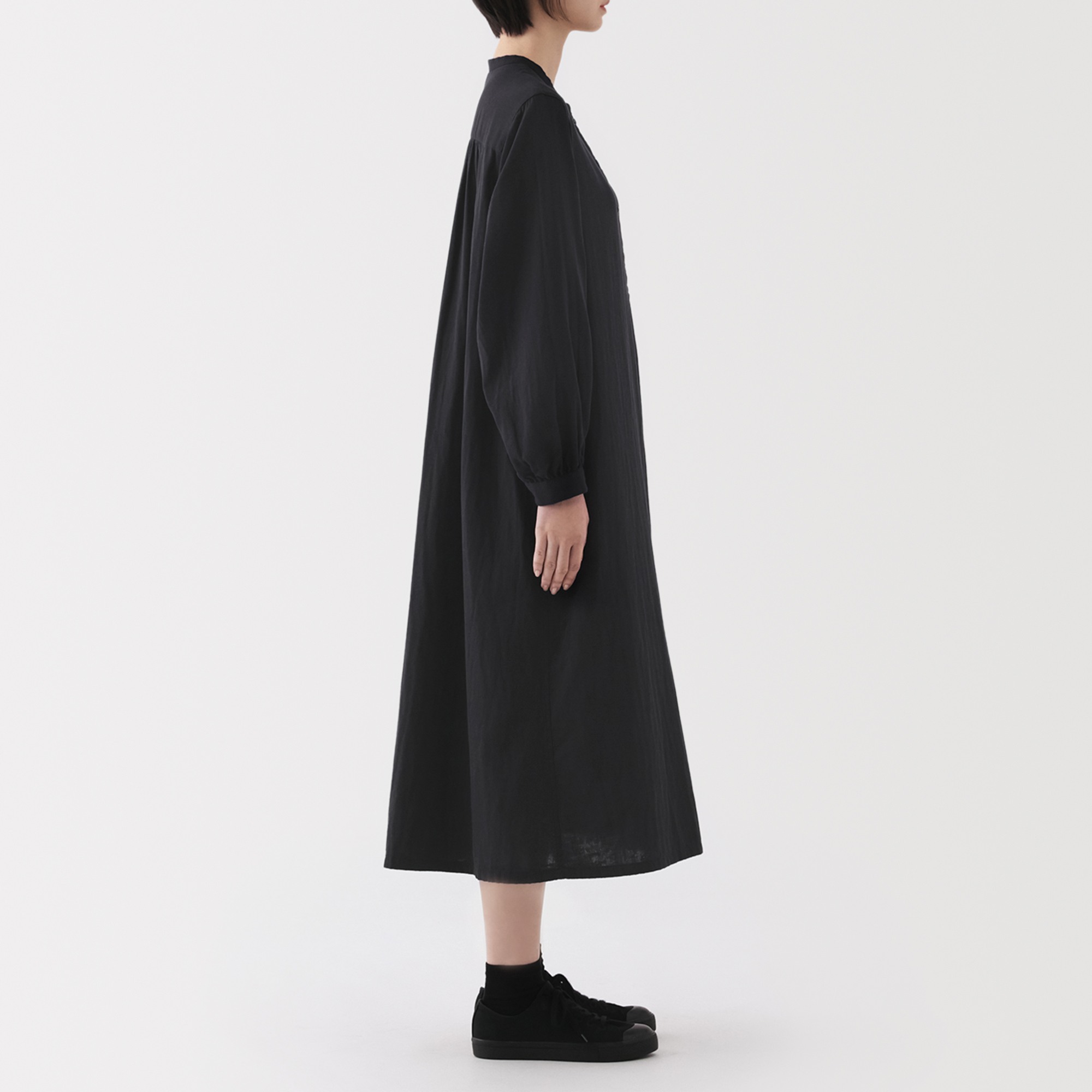 Kapok blend double gauze Long Sleeve dress