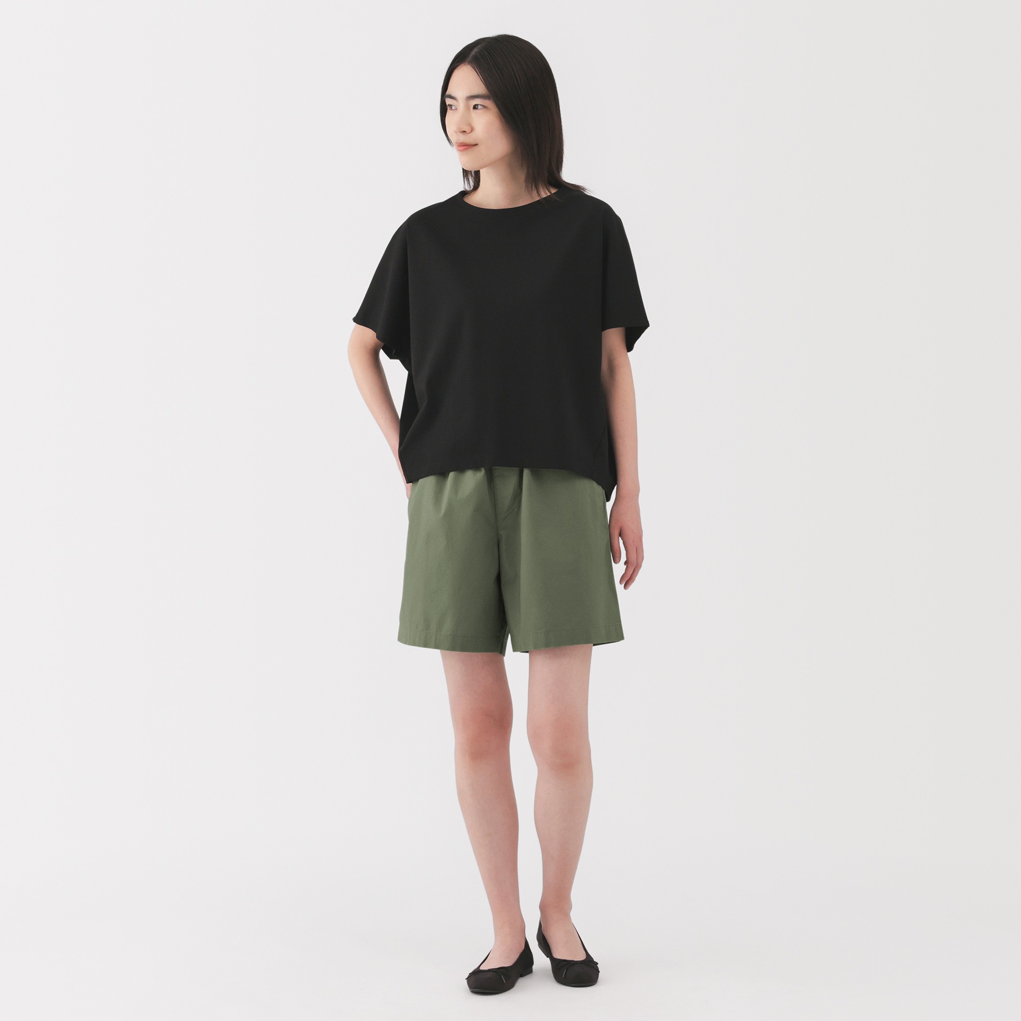 W's Washed broadcloth Short pants