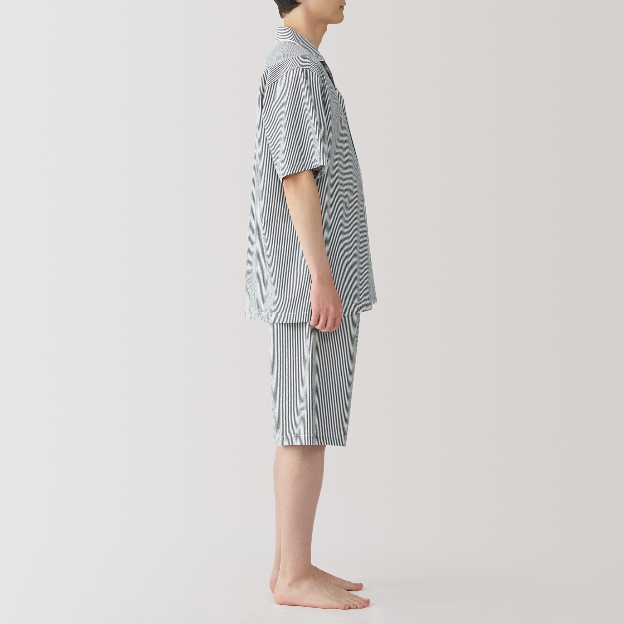 Side seamless Seersucker Short Sleeve pajamas
